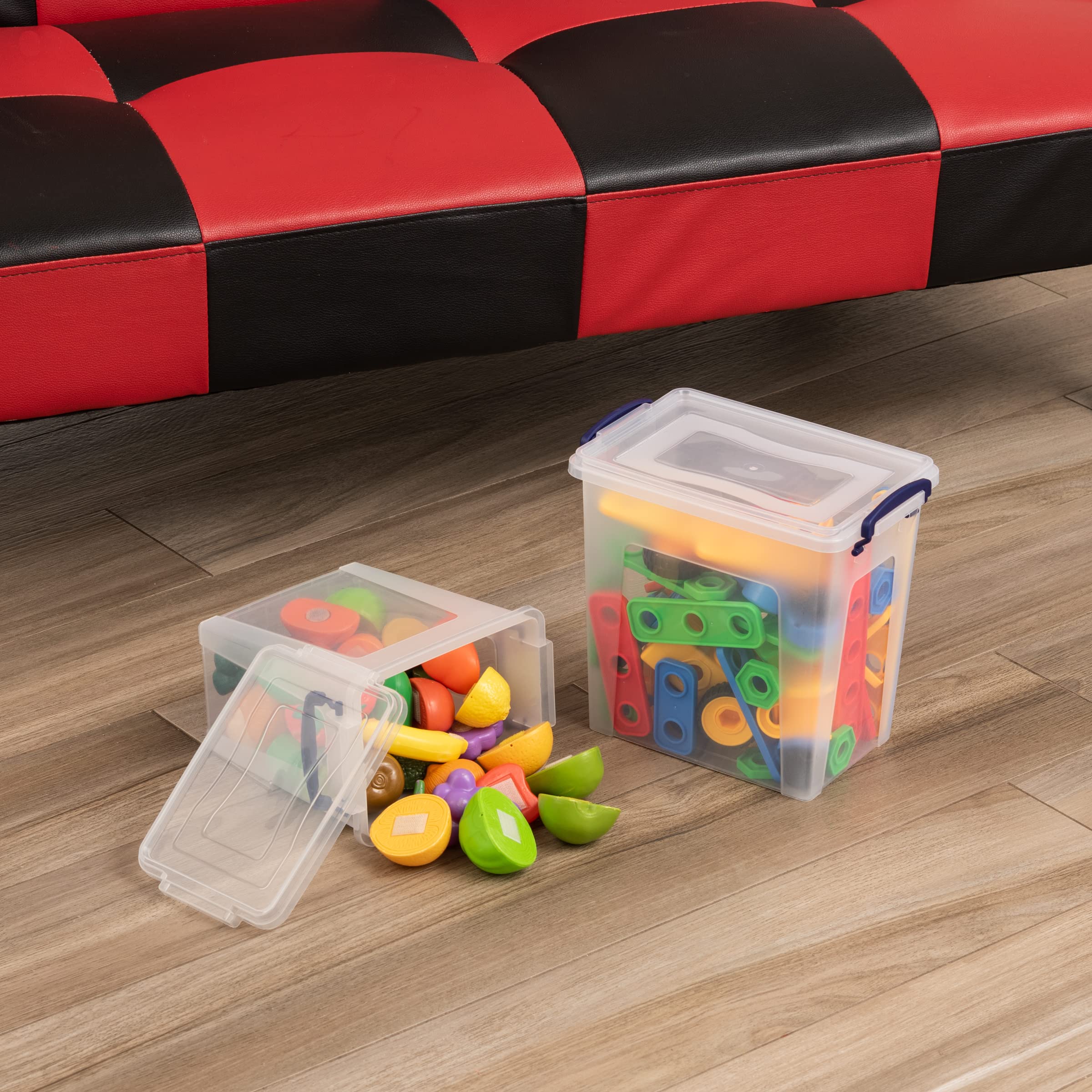 Superio Clear Storage Bins With Lids, Stackable Deep Storage Boxes With Latches And Handles, Extra Small, 4 Pack, Deep Container