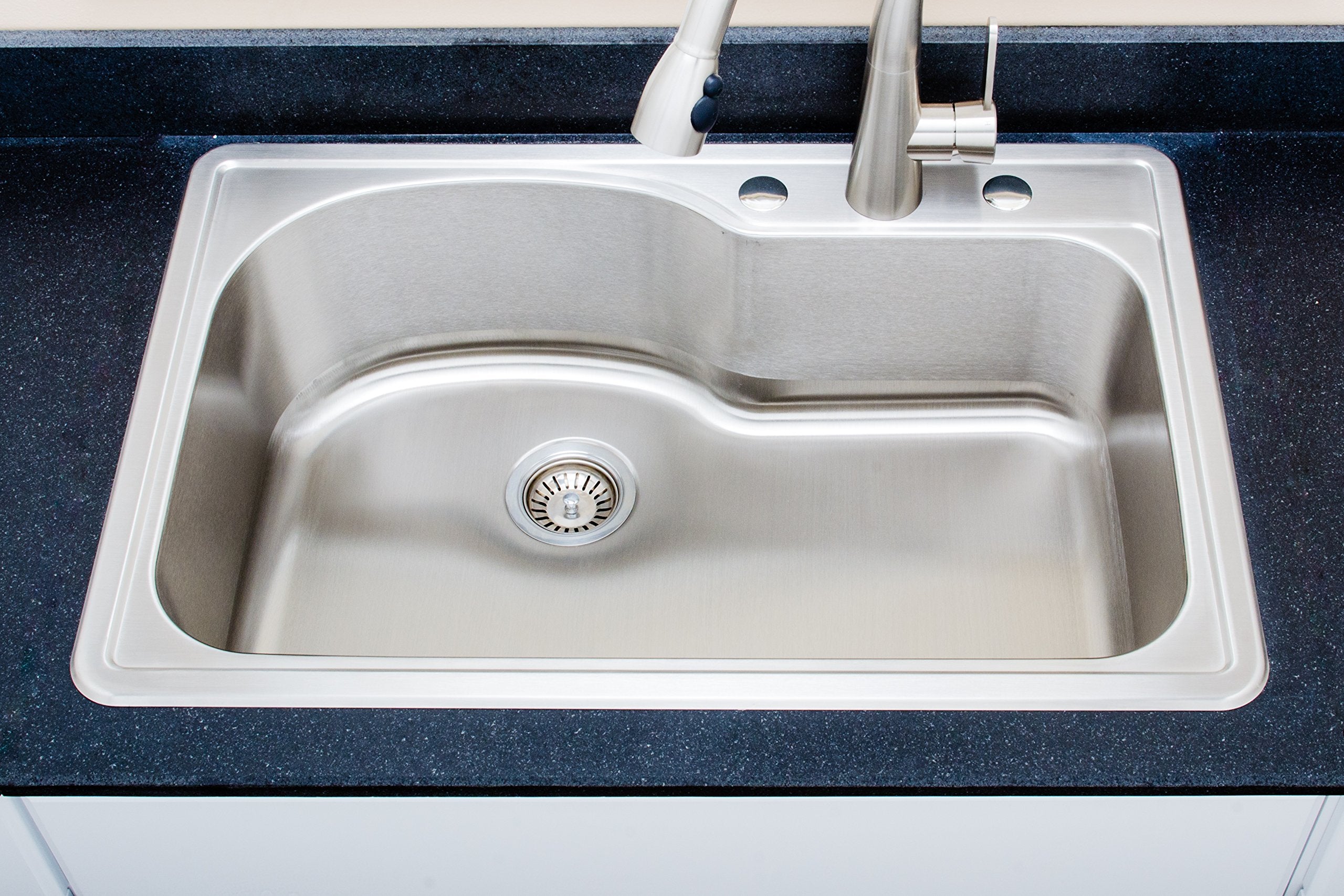 Wells Sinkware 18 Gauge Offset Single Bowl Topmount Stainless Steel Kitchen Sink