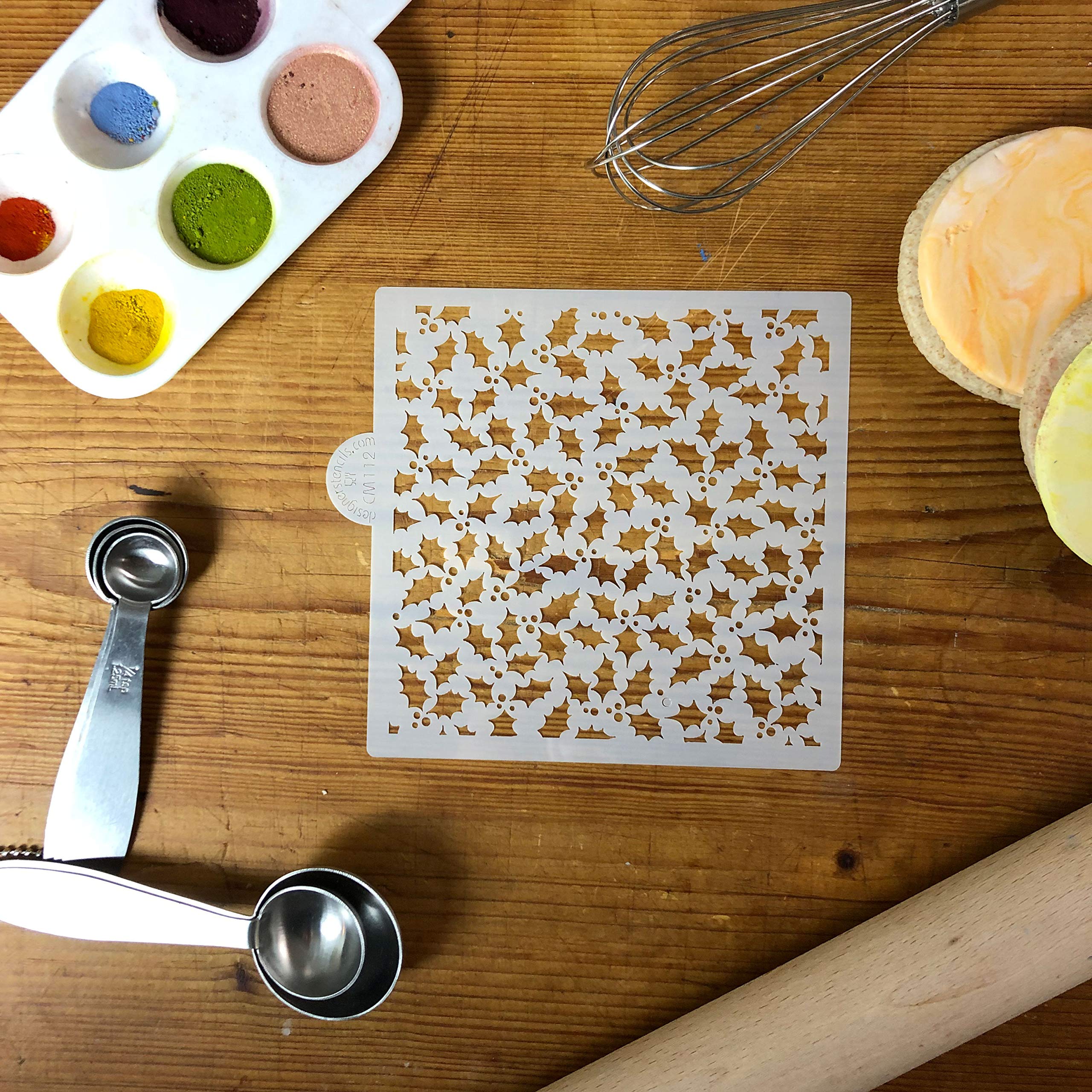 Holly And Berries Miniprint Cookie And Craft Stencil Cm112 By Designer Stencils