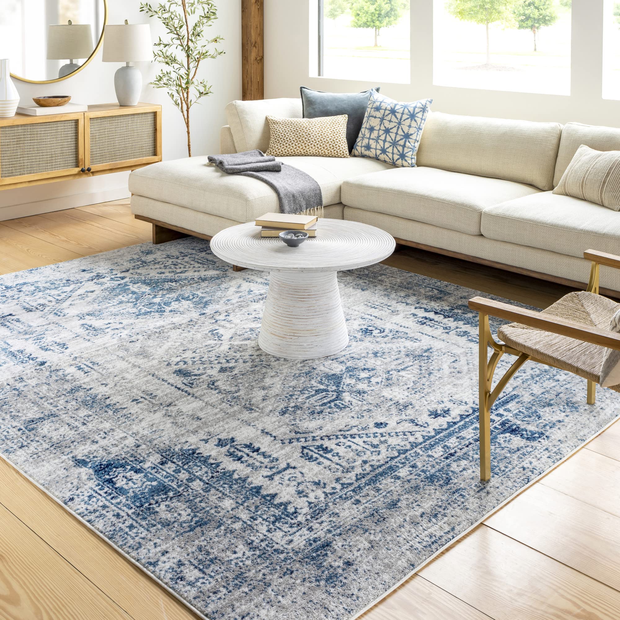Livabliss Desta Vintage Oriental Area Rug,710 x 102,Blue/White