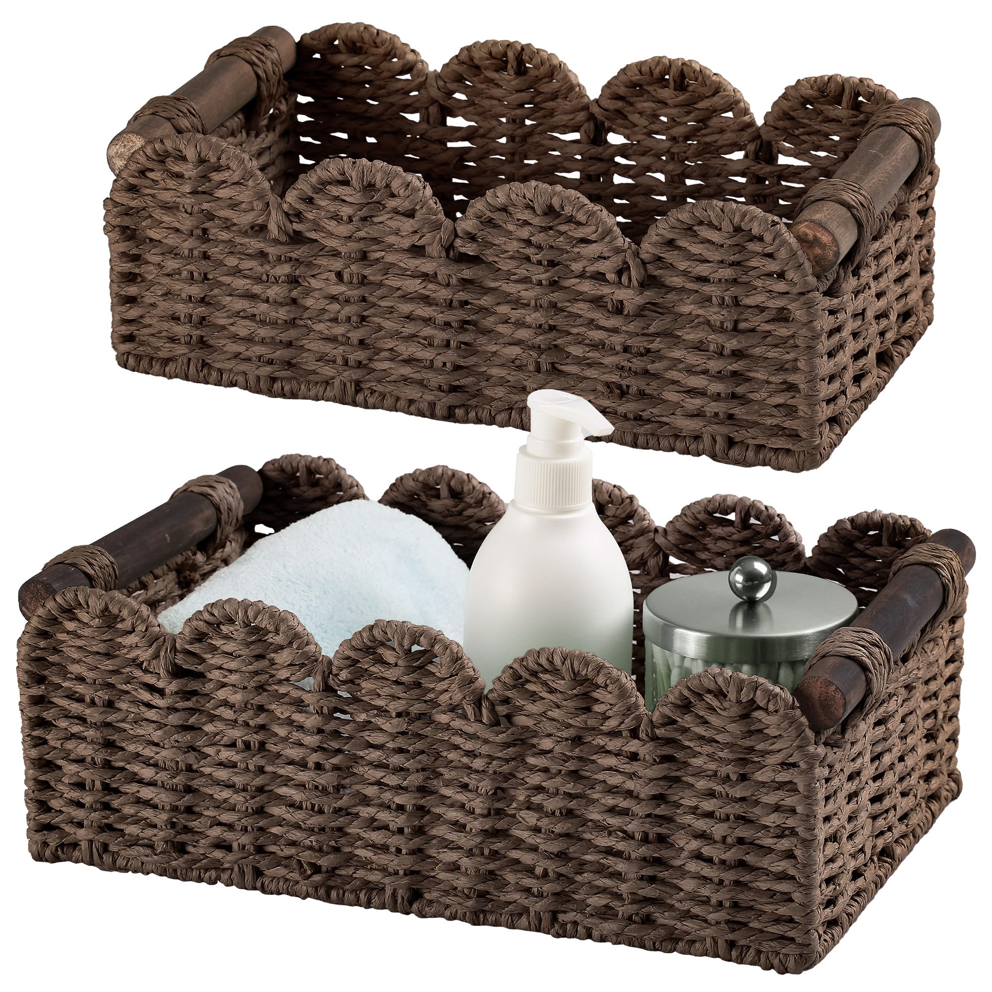 Storage Basket Wicker Baskets for Organizing Toilet Paper Storage Basket for Toilet Tank Top,Brown