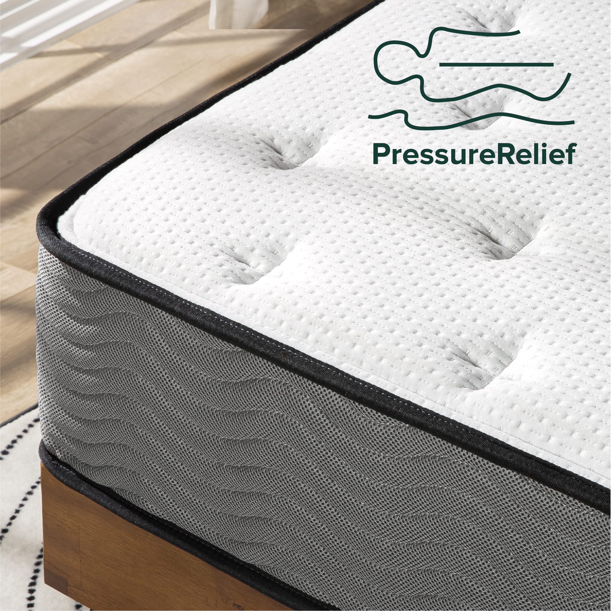 Zinus 10 Inch Support Plus Pocket Spring Hybrid Mattress, Twin, Strong Coils For Durable Support, Pocket Innersprings For Motion