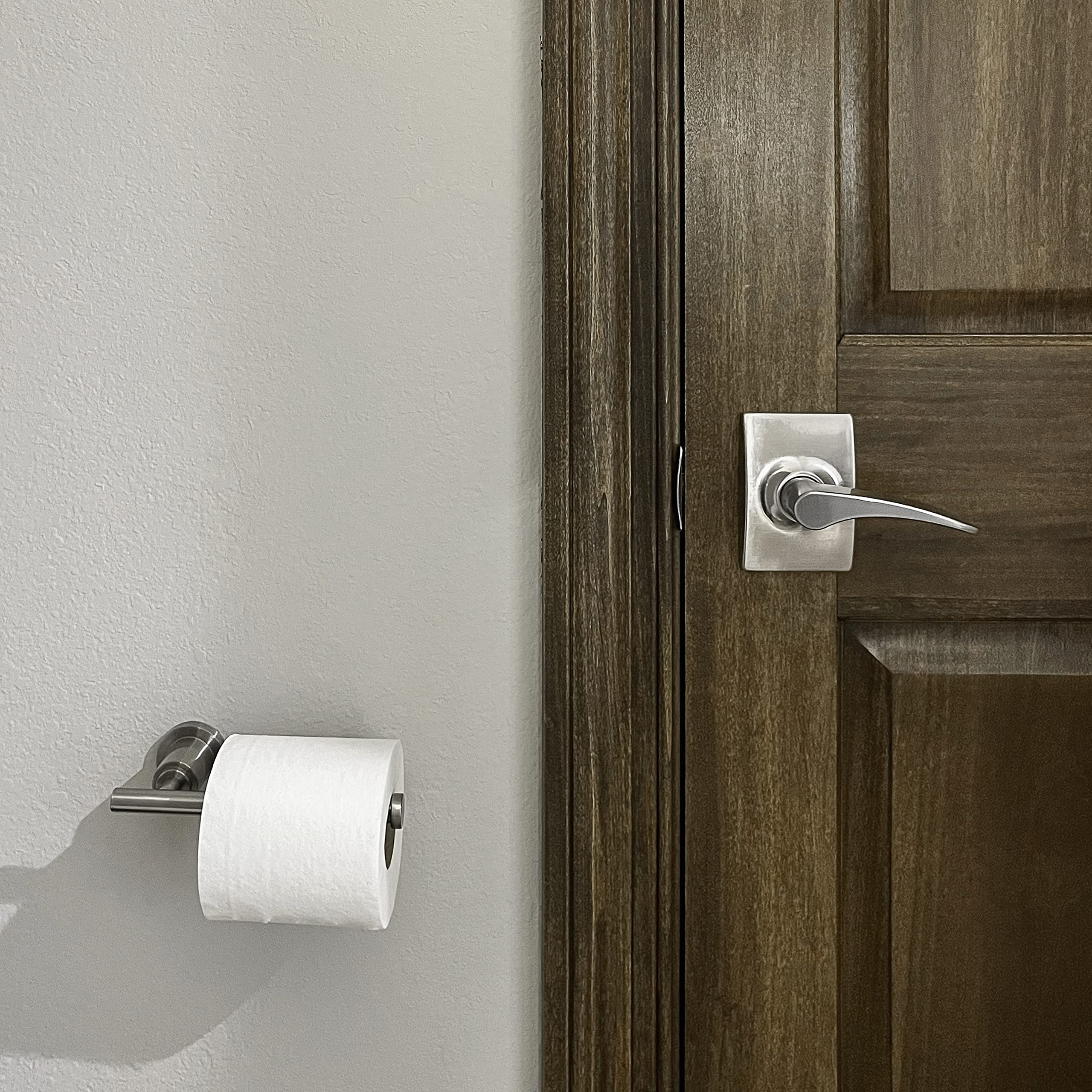 Design House 560383 Geneva Contemporary Toilet Paper Holder For Bathroom, Satin Nickel, 1 Count (Pack Of 1)