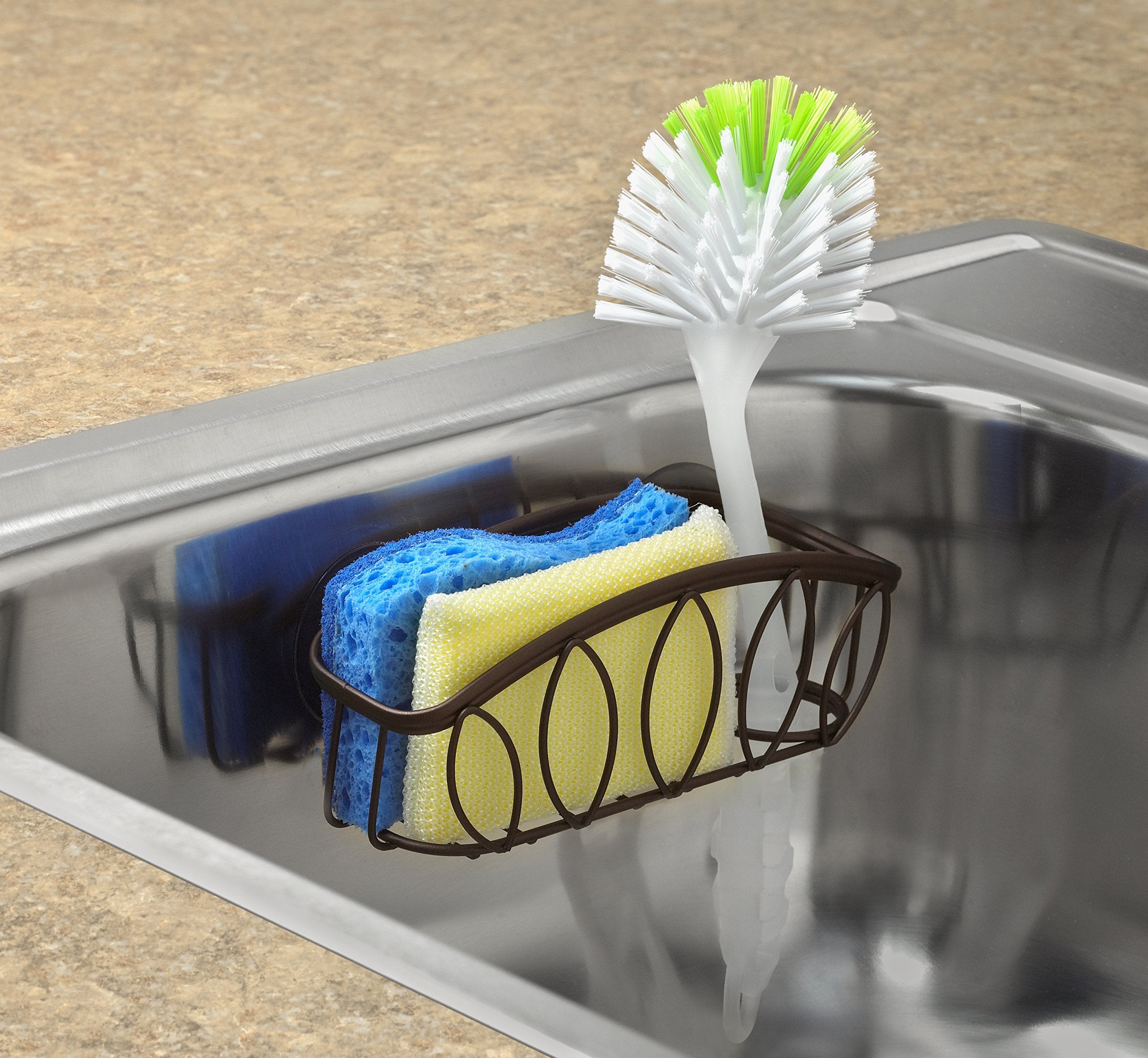 Spectrum Diversified Leaf Sponge & Brush Holder, Bronze
