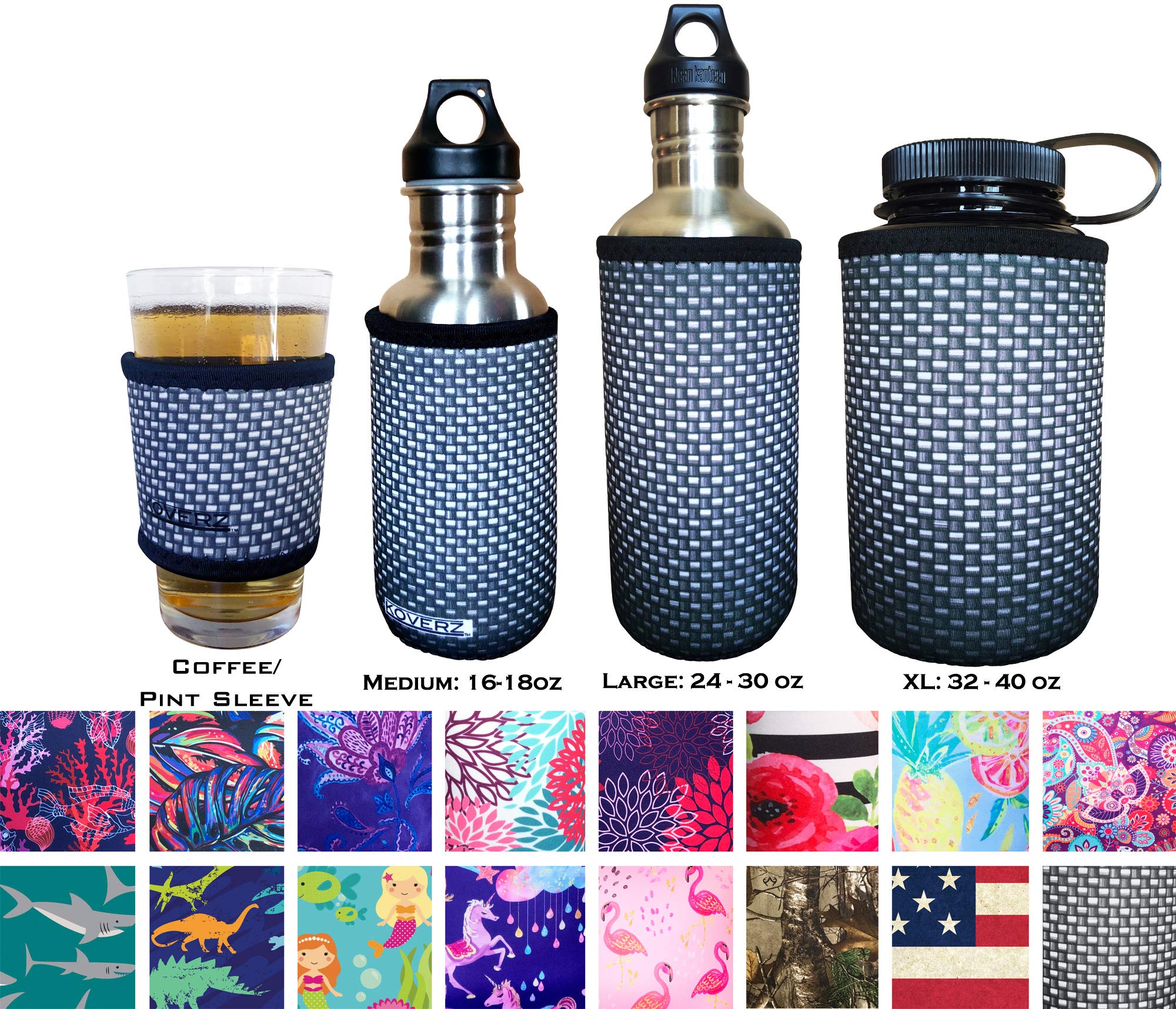 Koverz Neoprene 24-30 Oz Water Bottle Insulator Cooler Coolie - Carbon Fiber