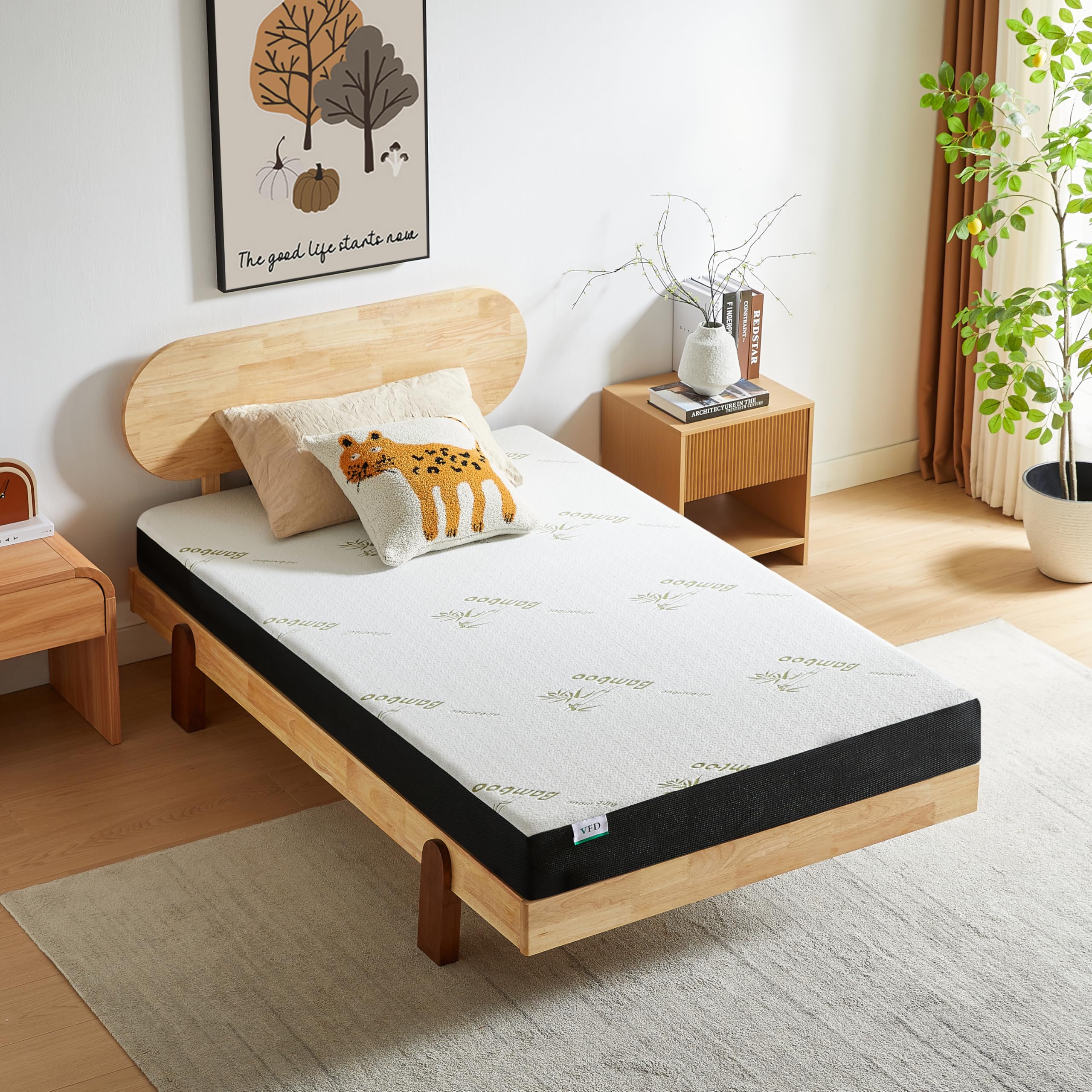 Vfd 6 Inch Gel Memory Foam Twin Xl Mattress Removable Cover Medium-Firm For Bunk Bed, Trundle Bed, Pressure Relief Certipur-Us C
