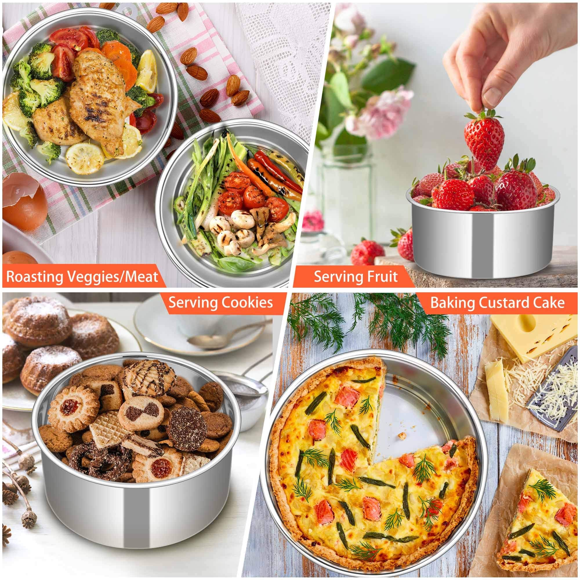 TeamFar 6 Inch Cake Pan Set of 3  6 x 3 Round Cake Pan Deep Tier Baking Cake Pans Stainless Steel  For Birthday Wedding Party  Healthy & Toxic Free  Deep & Straight Size  Oven & Dishwasher Safe