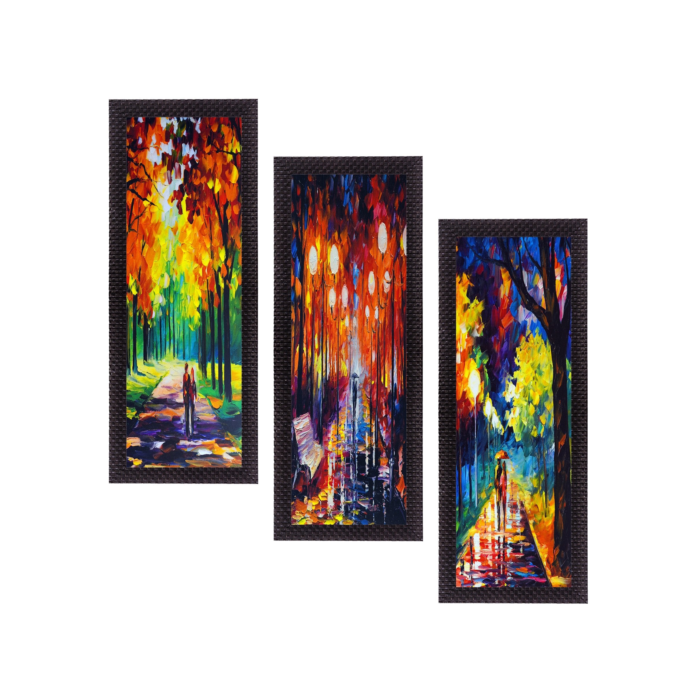 Ecraftindia Loving Couple Uv Art Painting (Synthetic Wood, 53 Cm X 41 Cm, Set Of 3, Satin Matt Texture, C3Fpb2153)