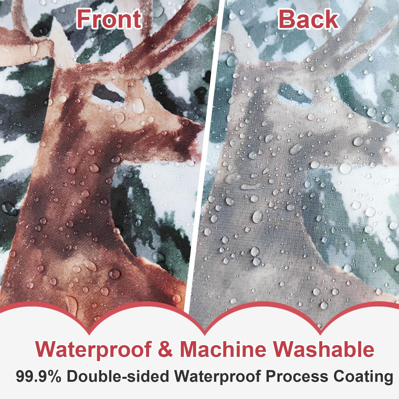 Baccessor Winter Christmas Snowy Forest Shower Curtain Pine Tree Cardinal Deer Snowflake Shower Curtain 72X72 Inch Xmas Holiday