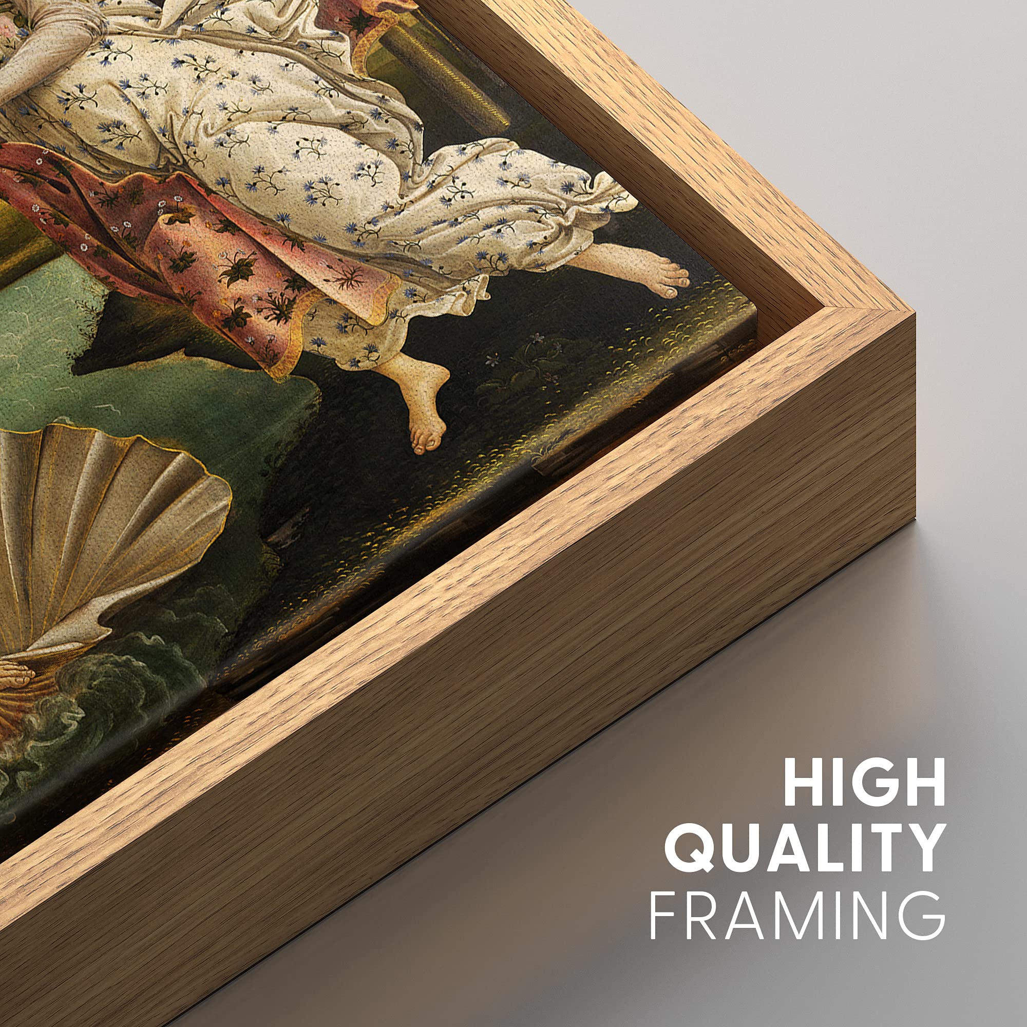 NWT Framed Canvas Print Wall Art Botticelli's The Birth of Venus Decorative Historic Oil Painting Fine Art Traditional Scenic Colorful Ultra for Living Room  Bedroom  Office - 16''x24'' Natural