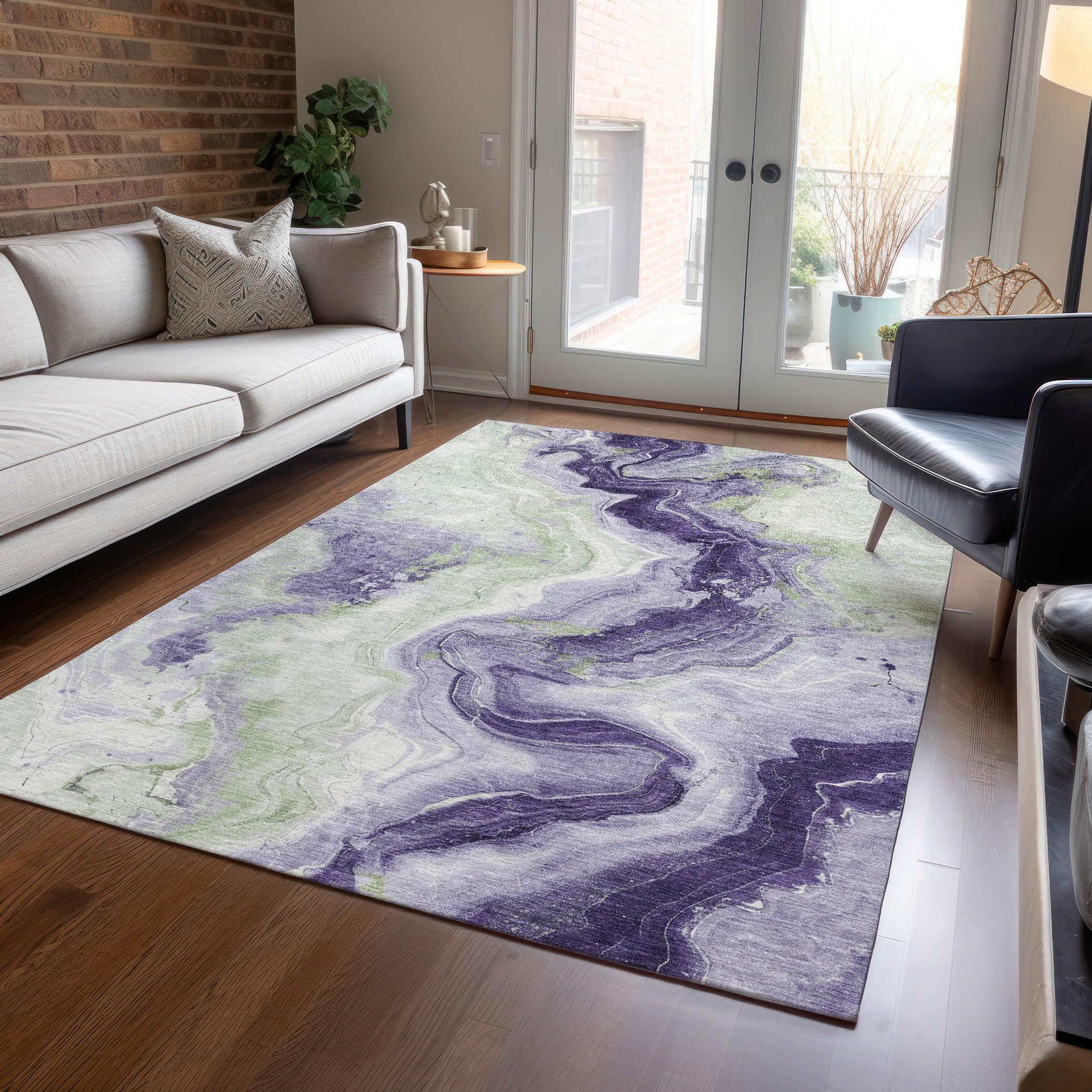Machine Washable Indoor/Outdoor Chantille Lavender 26 x 310 Rug