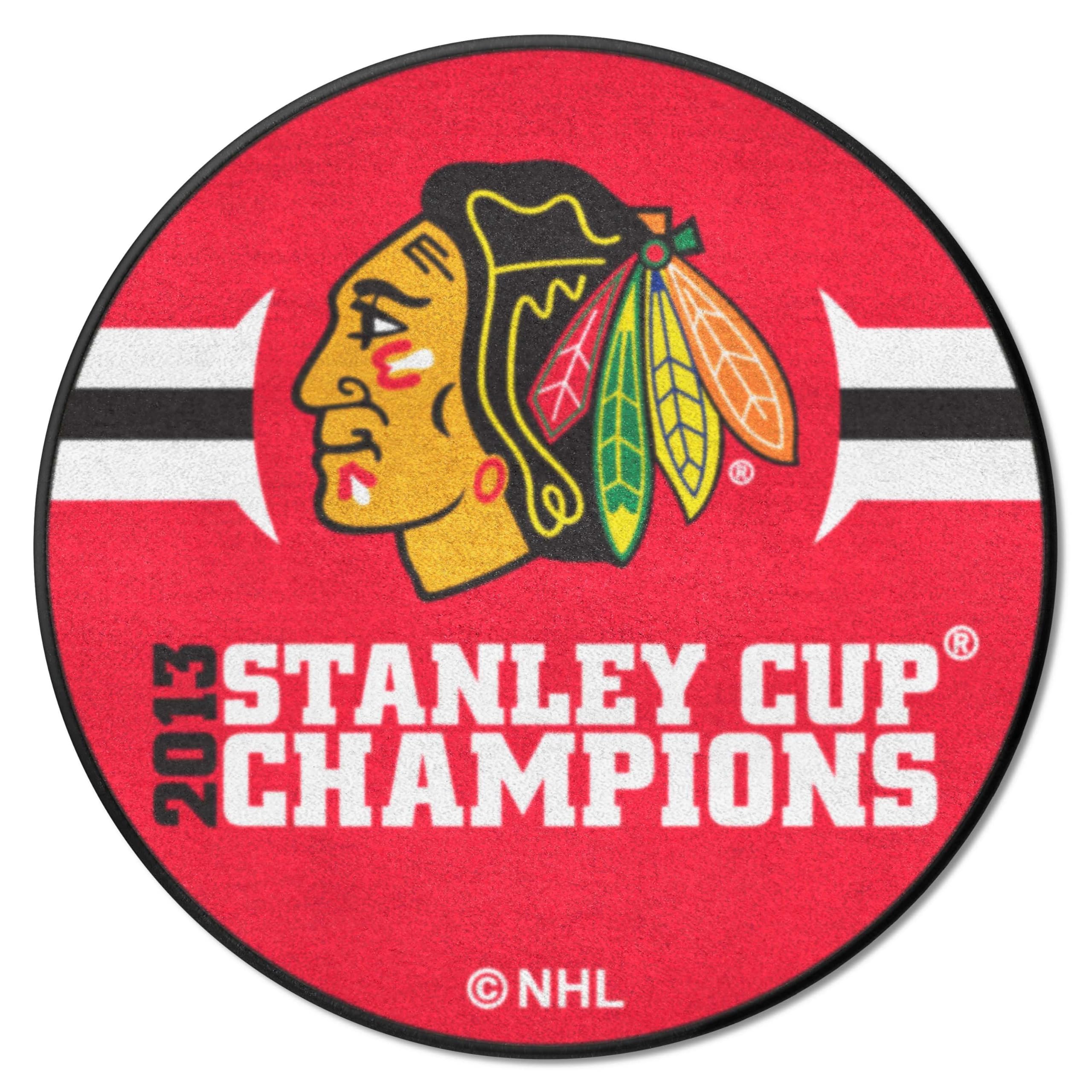 Chicago Blackhawks 2013 NHL Stanley Cup Champions Puck Rug 27 Diameter