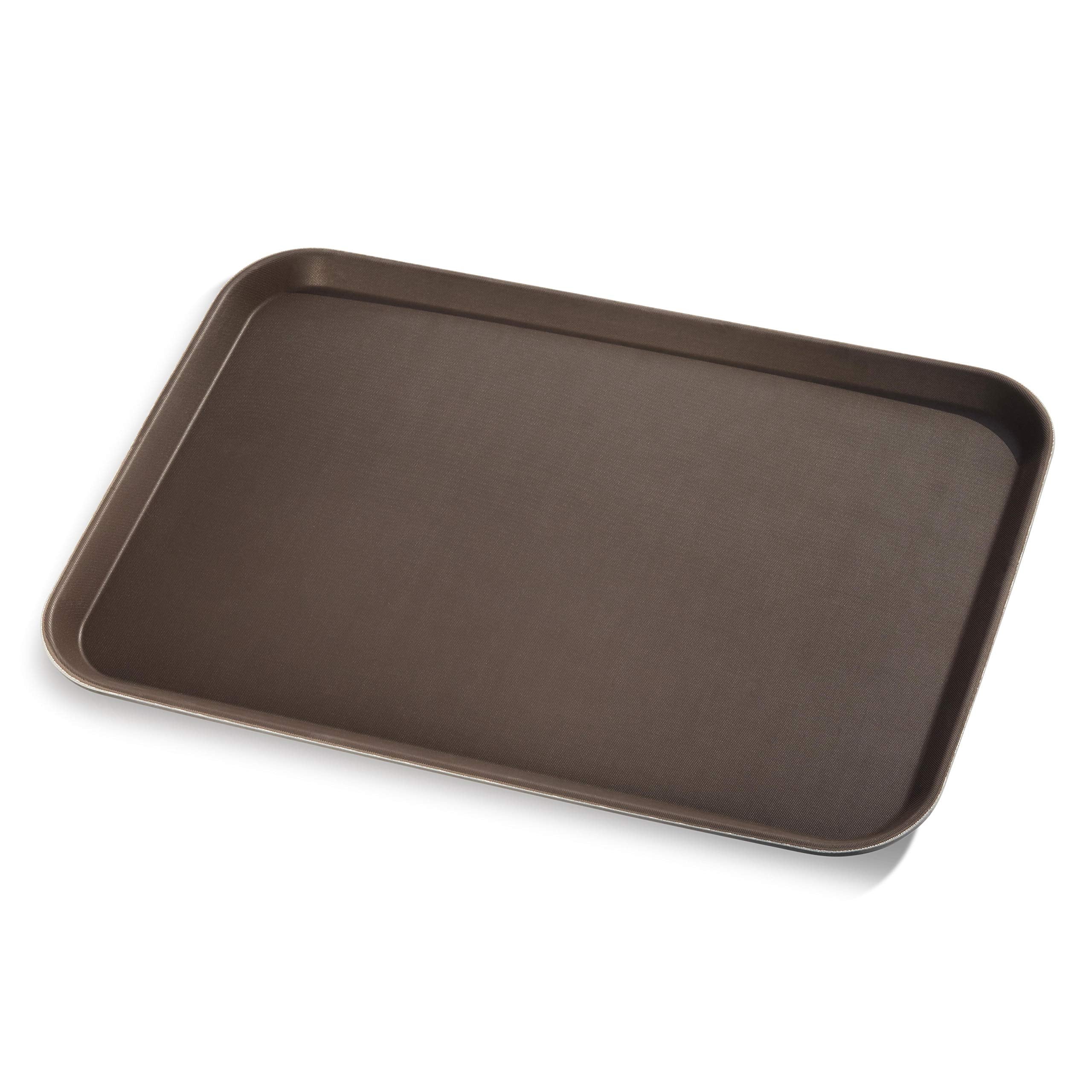 New Star Foodservice 7006971 Restaurant Grade Non-Slip Tray, Plastic, Rubber Lined, Rectangular, 18-Inch X 26-Inch, Brown