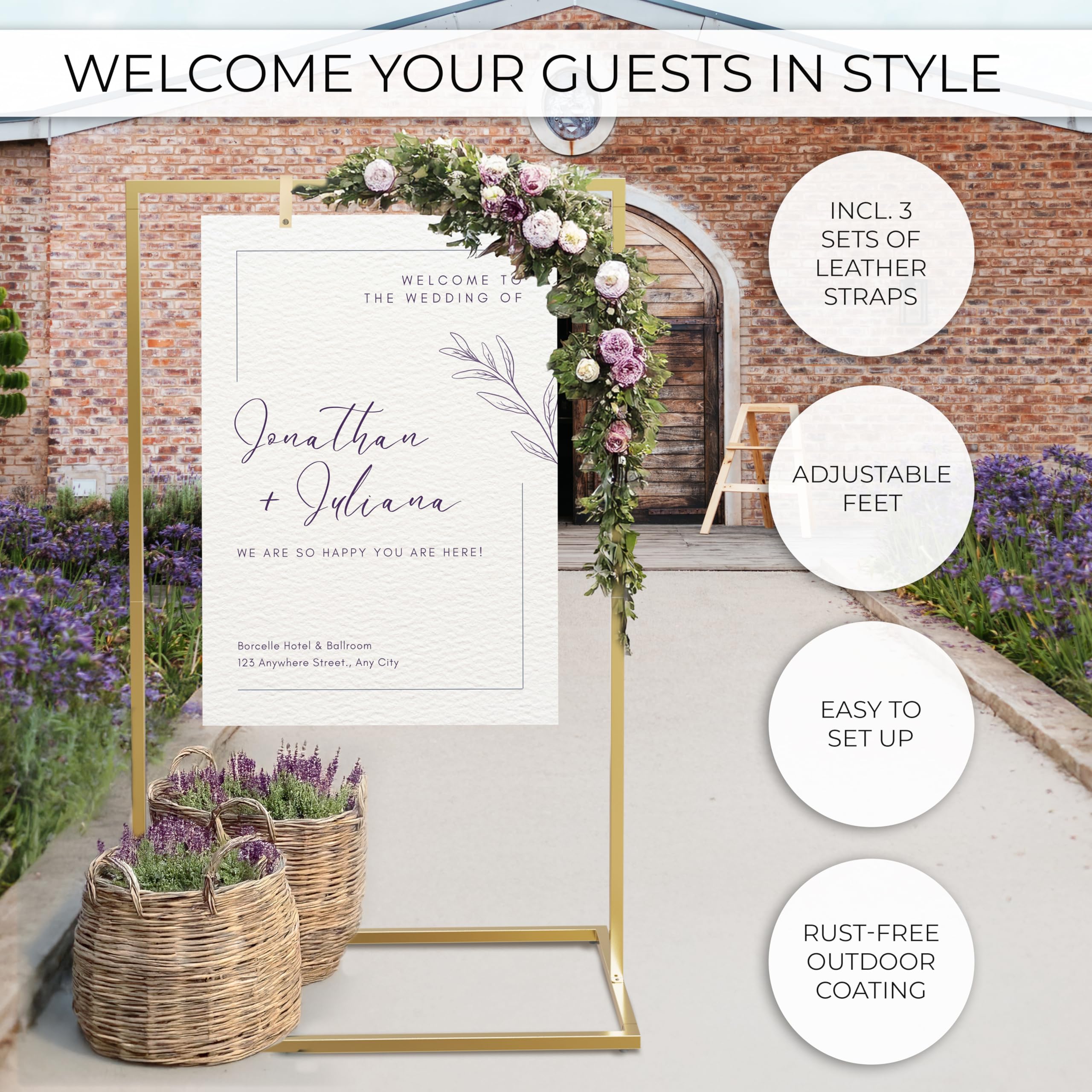 Elegant Wedding Welcome Sign Stand - Sturdy Welcome to Our Wedding Sign Holder for Seating Charts & Event Decor - A Beautiful Br