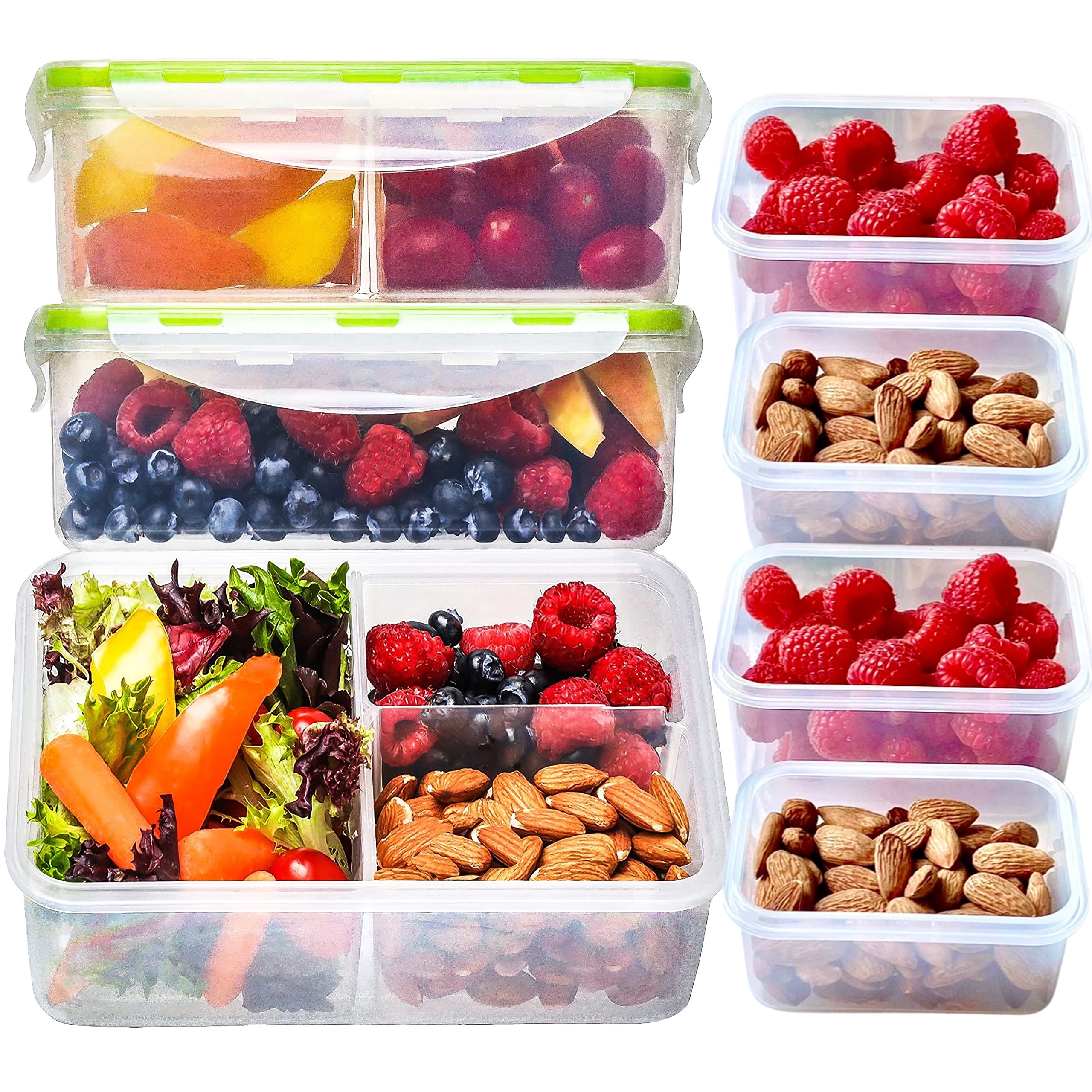 FIT Strong & Healthy Bento Lunch Box & Meal Prep Containers w/Compartments & Airtight Lid - Food & Snack Storage for Adults & Ki