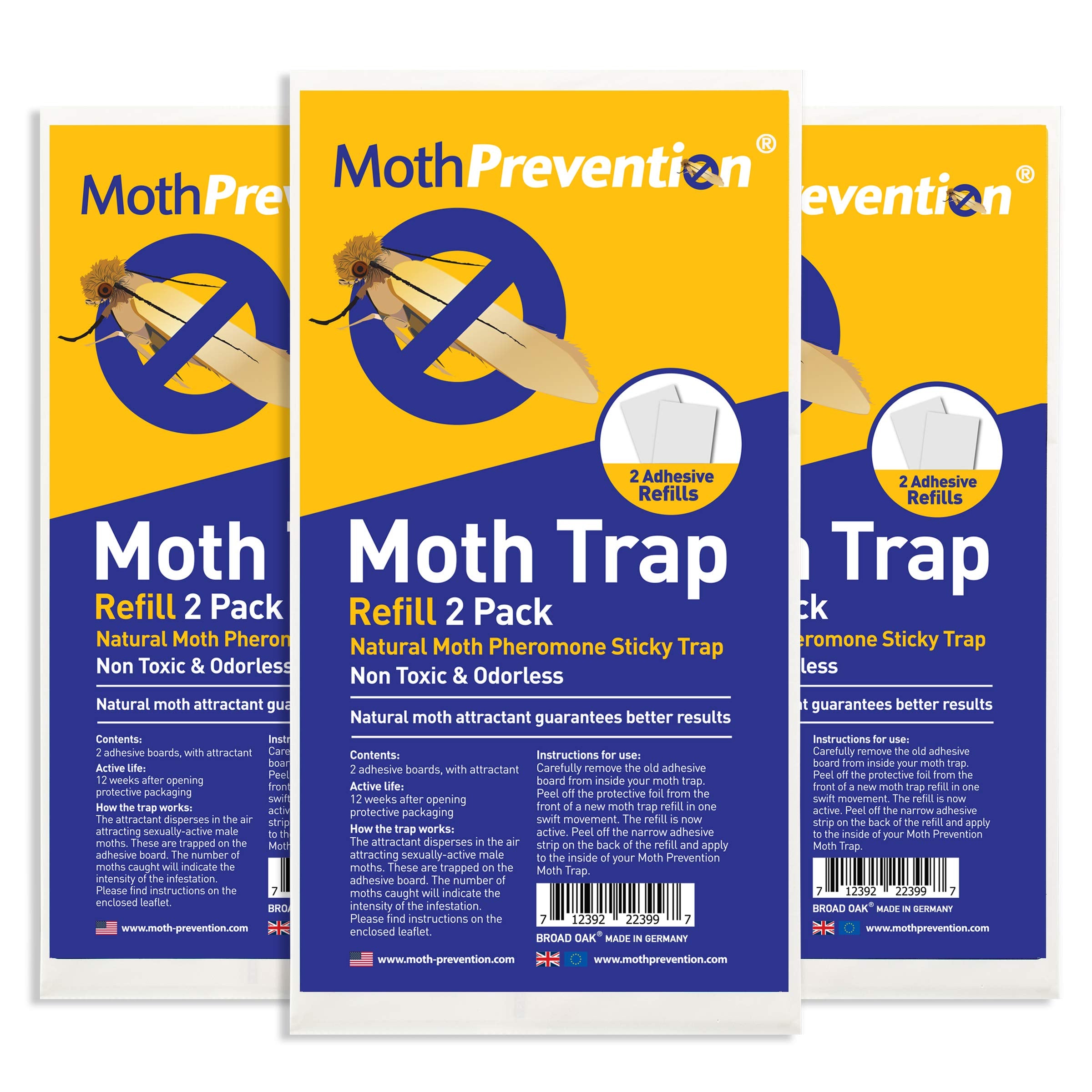 Clothes Moth Trap Replacement Strips (6 Strips In Total) - Refills For Mothprevention Moth Traps - For Closets & Clothing
