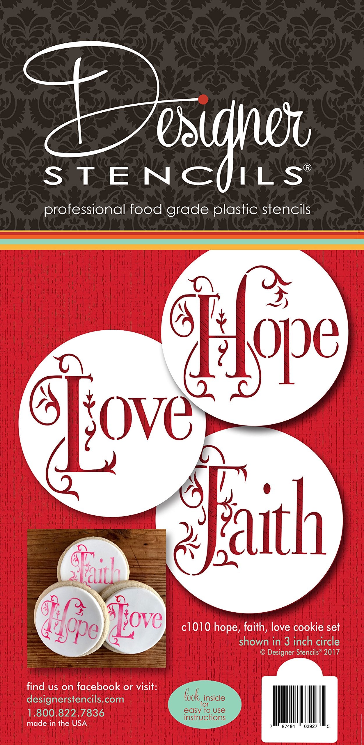 Hope, Faith And Love Cookie Stencil Set C1010 By Designer Stencils