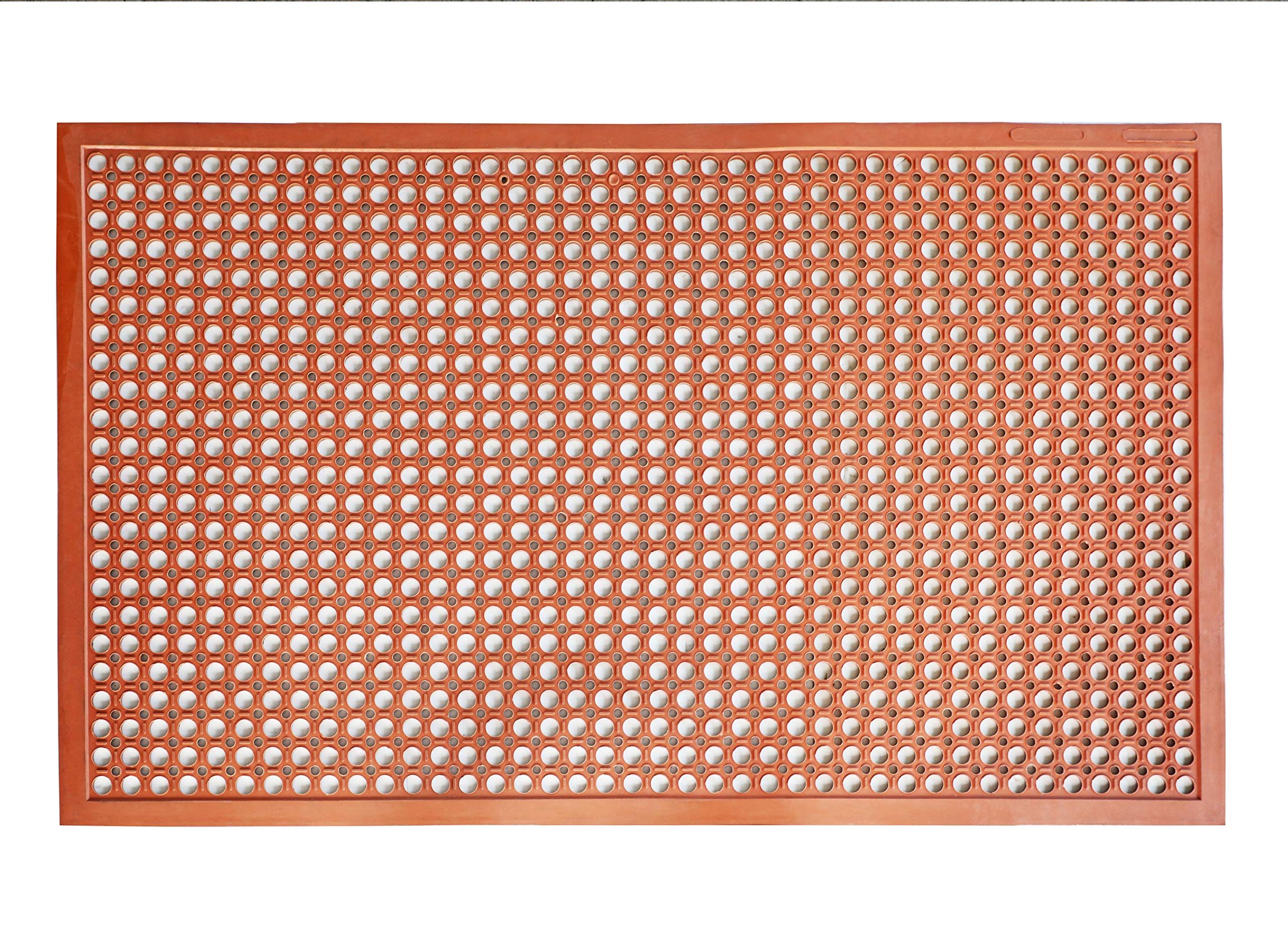 New Star Foodservice 54521 Commercial Grade Grease Resistant Anti-Fatigue Rubber Floor Mat, 36 x 60, Red