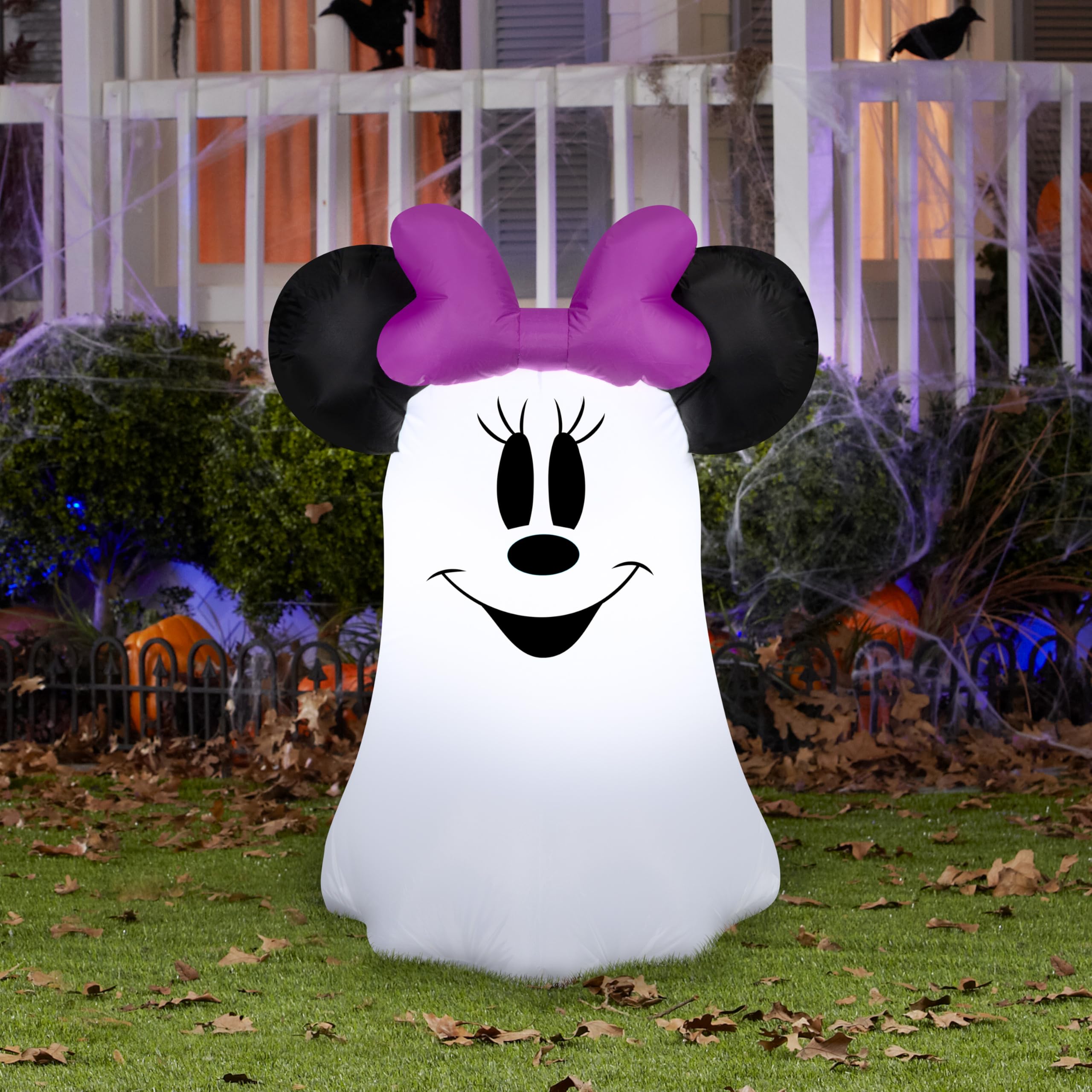 Gemmy Airblown Inflatable Stylized Minnie Ghost Disney, 3.5 ft Tall, Multicolored
