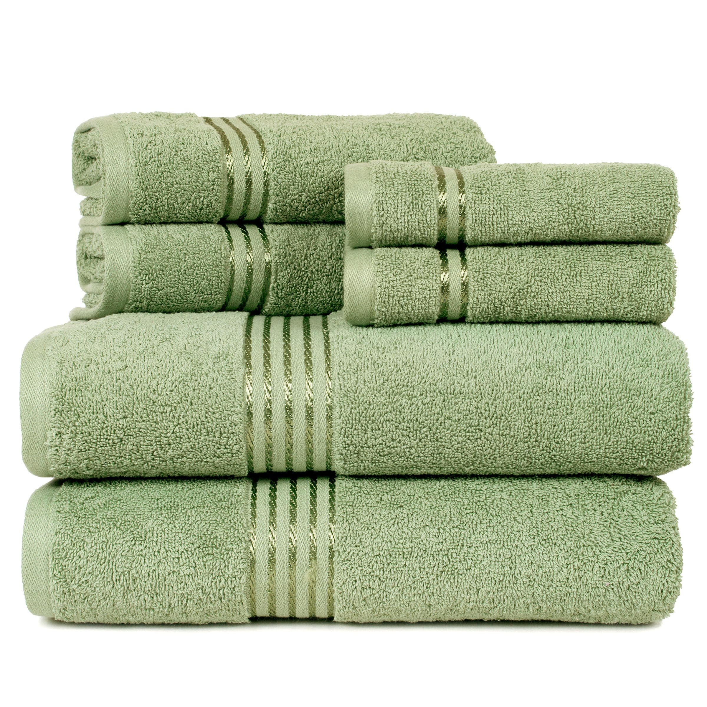 Lavish Home 100% Cotton Hotel 6 Piece Towel Set - Green  28''x54.5''x0.25''