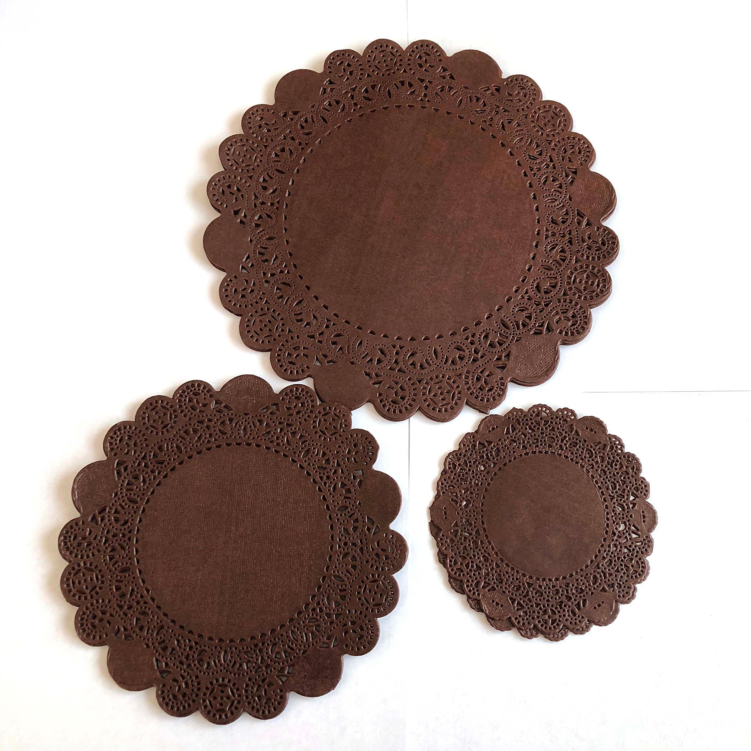 KARMELLING 50Pcs Brown Glassine Paper Doilies, 8 Inch Round, Eco-Friendly Paper Decor