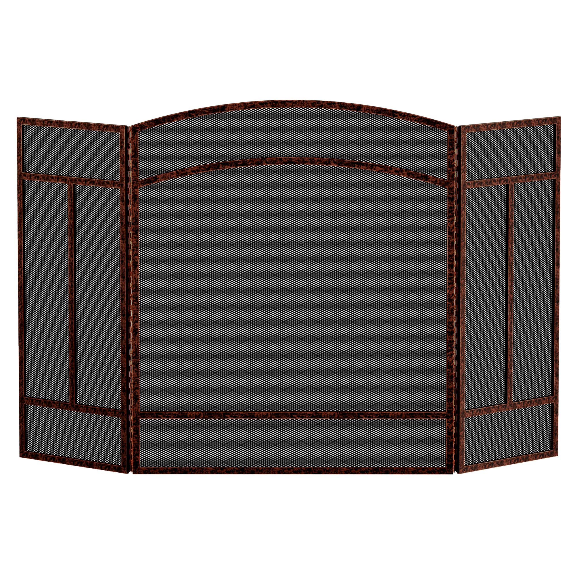 Fire Beauty Fireplace Screen 3 Panel Wrought Iron 48''(L) X 29''(H) Spark Guard Cover(Brushed Copper)