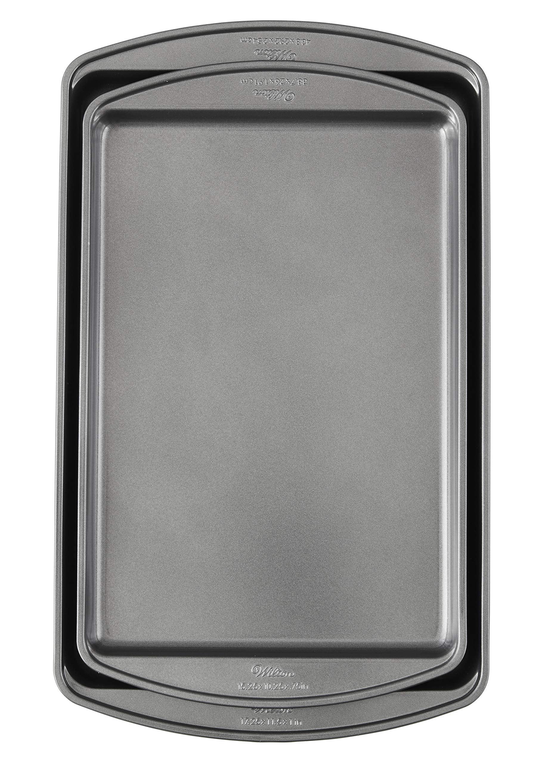 Wilton Perfect Results Premium Non-Stick Bakeware Cookie Baking Sheets Set, 2-Piece, Steel