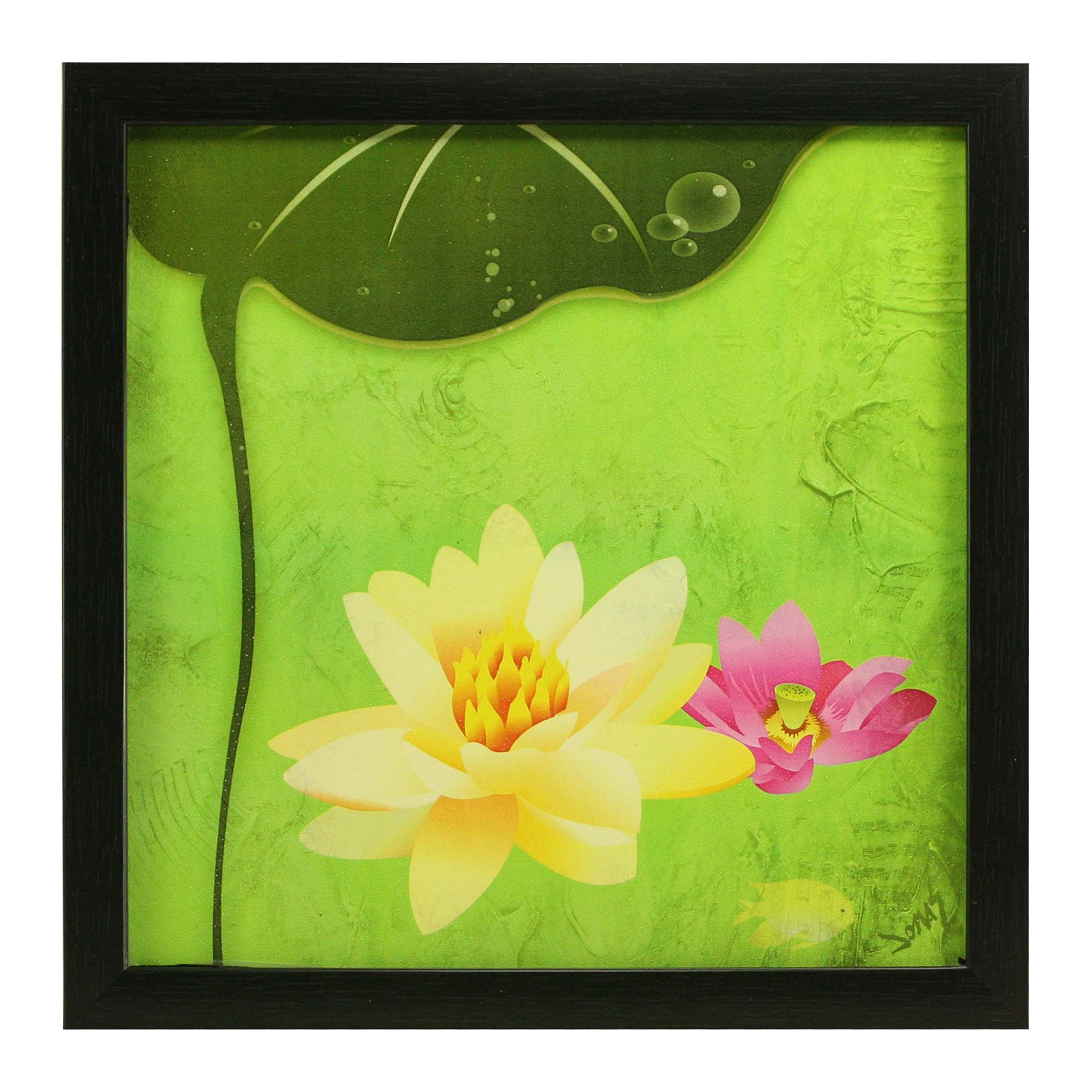 Indianara Synthetic Wood Framed Wall Hanging Art Prints for Room Decor (Multicolour, 8.7x8.7 Inches) - Set of 3 Pieces