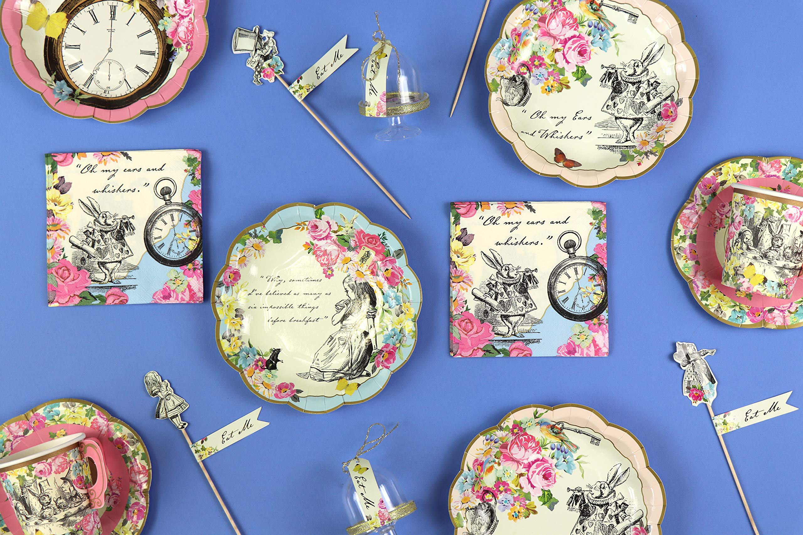 Talking Tables Pack Of 24 Alice In Wonderland Themed Disposable Paper Plates | Supplies For Mad Hatter Tea Party, Birthday, Baby