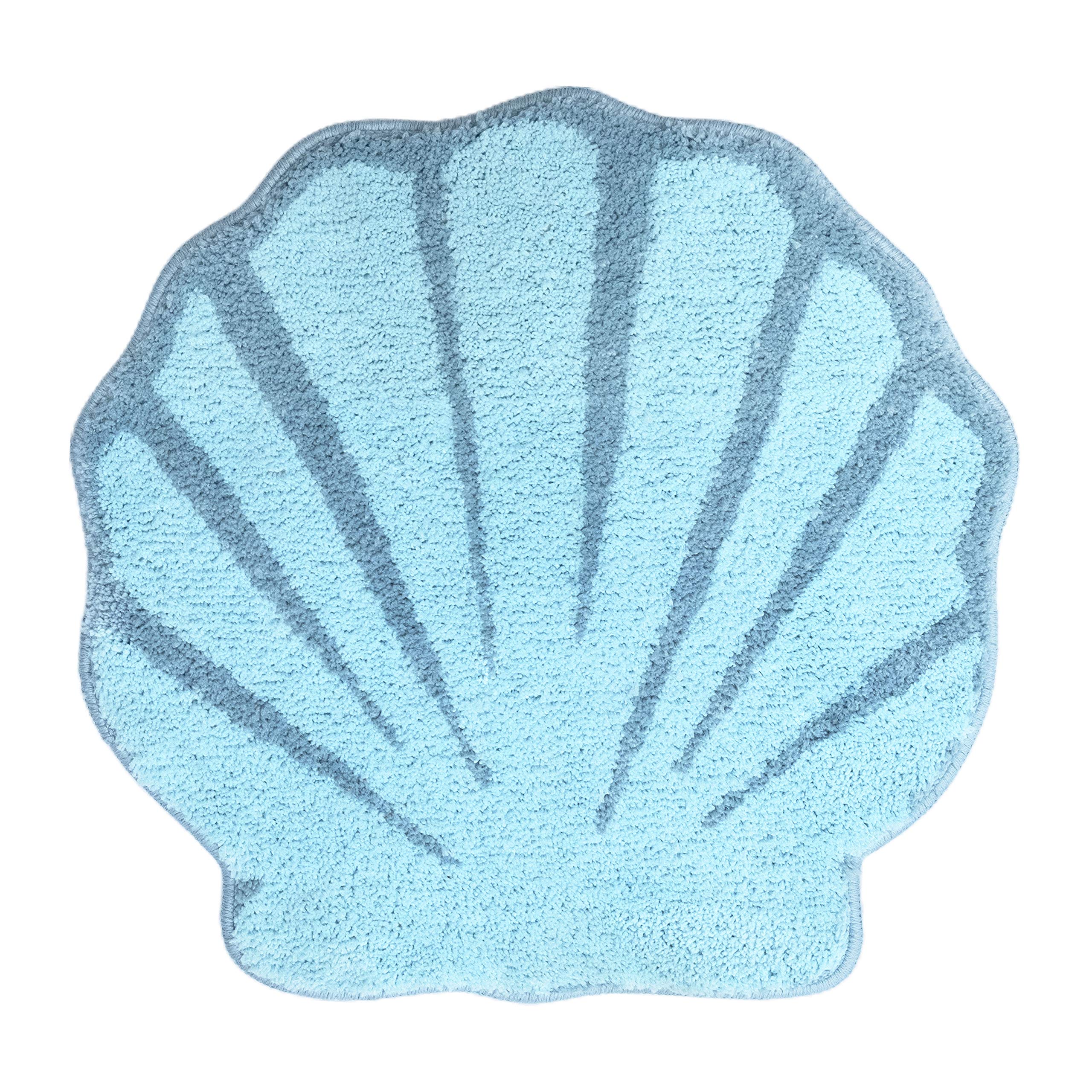 Unibath Seashell Bathroom Rugs And Mat Cute Beach Bath Mat For Cartoon Sea Bathroom Decor Aqua Blue Bath Rugs Plush Non-Slip Foo