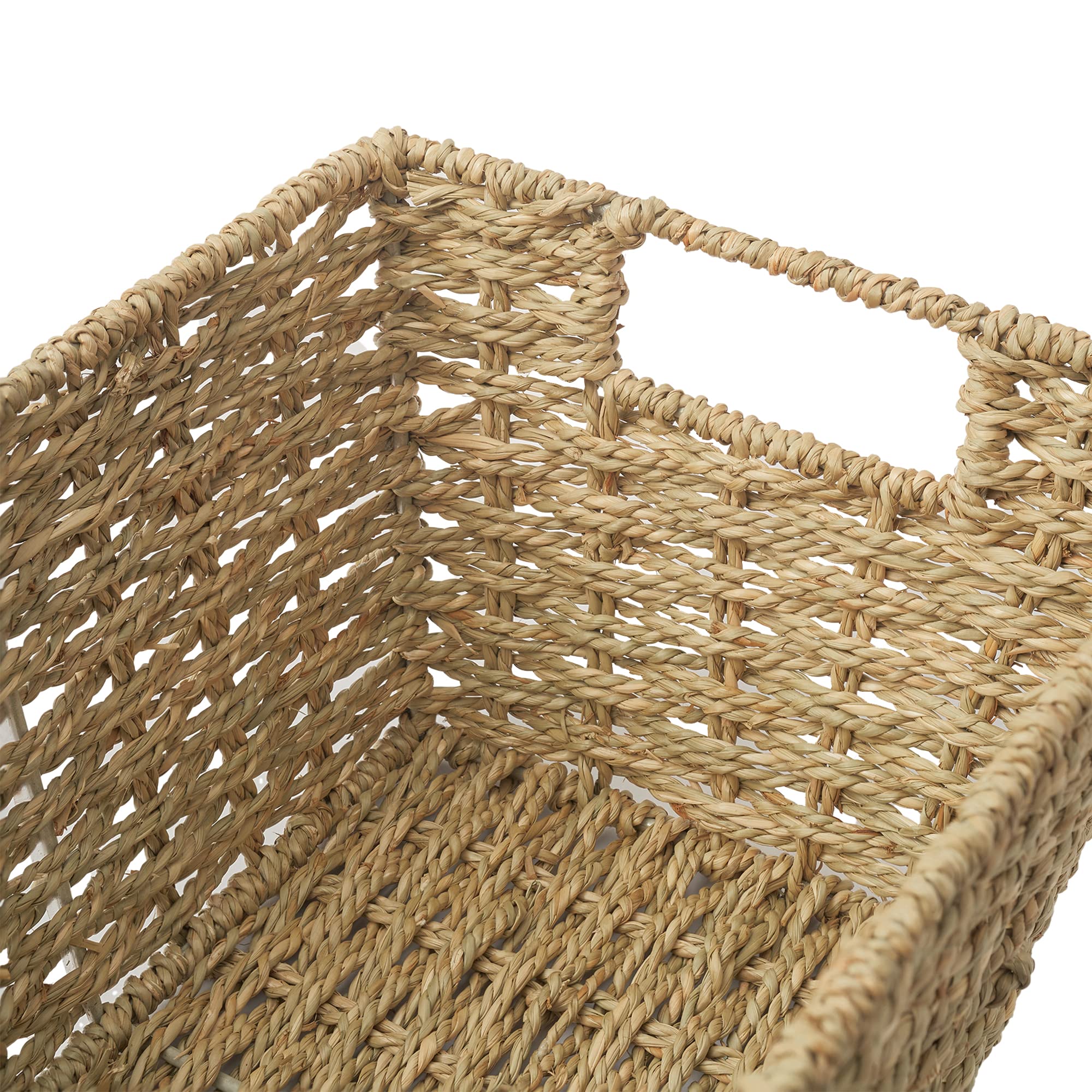 Artera Medium Wicker Storage Baskets - Woven Seagrass Basket For Organizing, Stackable Natural Storage Bins With Handles For Lau