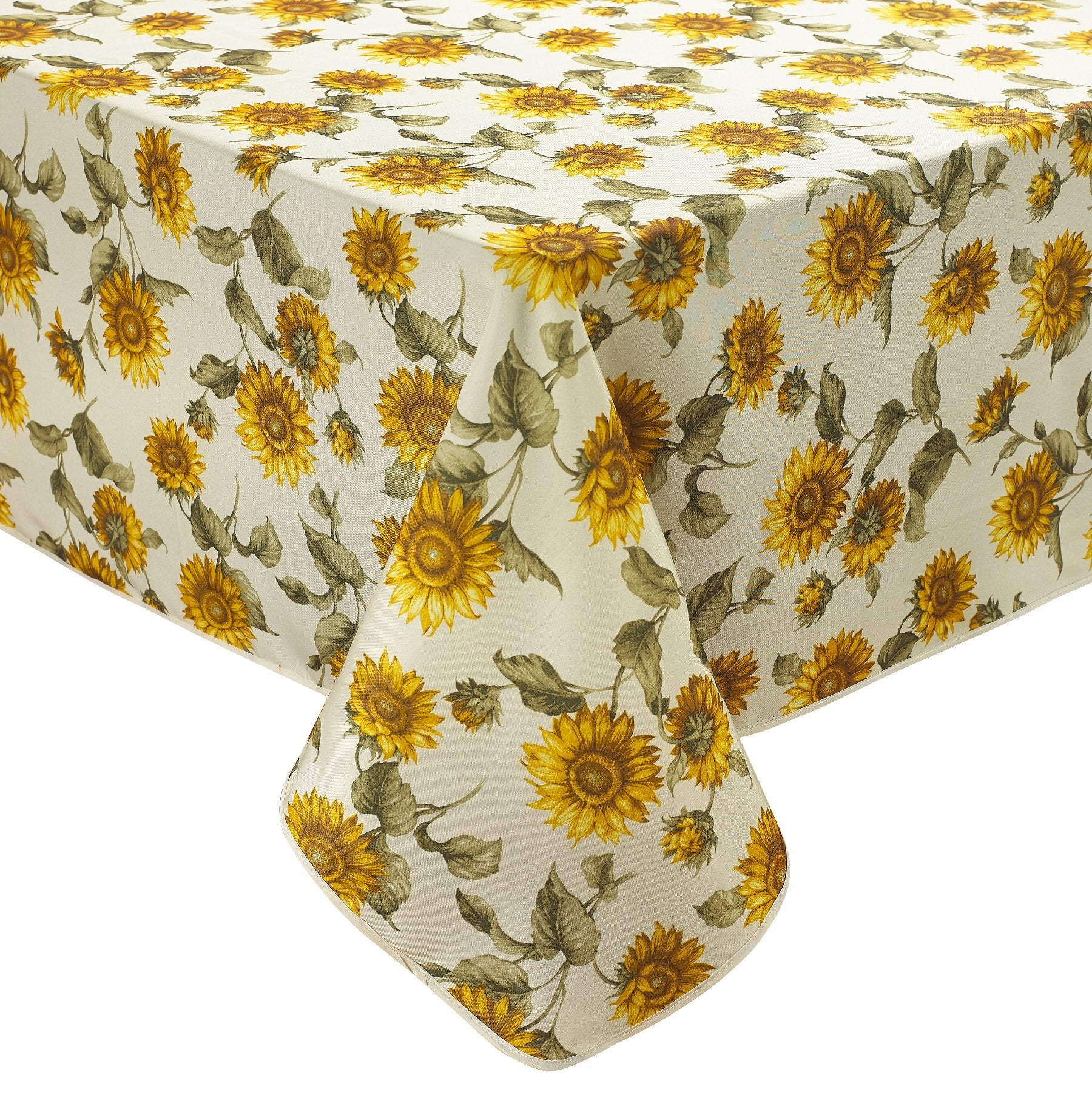 Violet Linen Classic Euro Sunflower Tablecloth With Large Sunflowers Design, 60'' X 102''