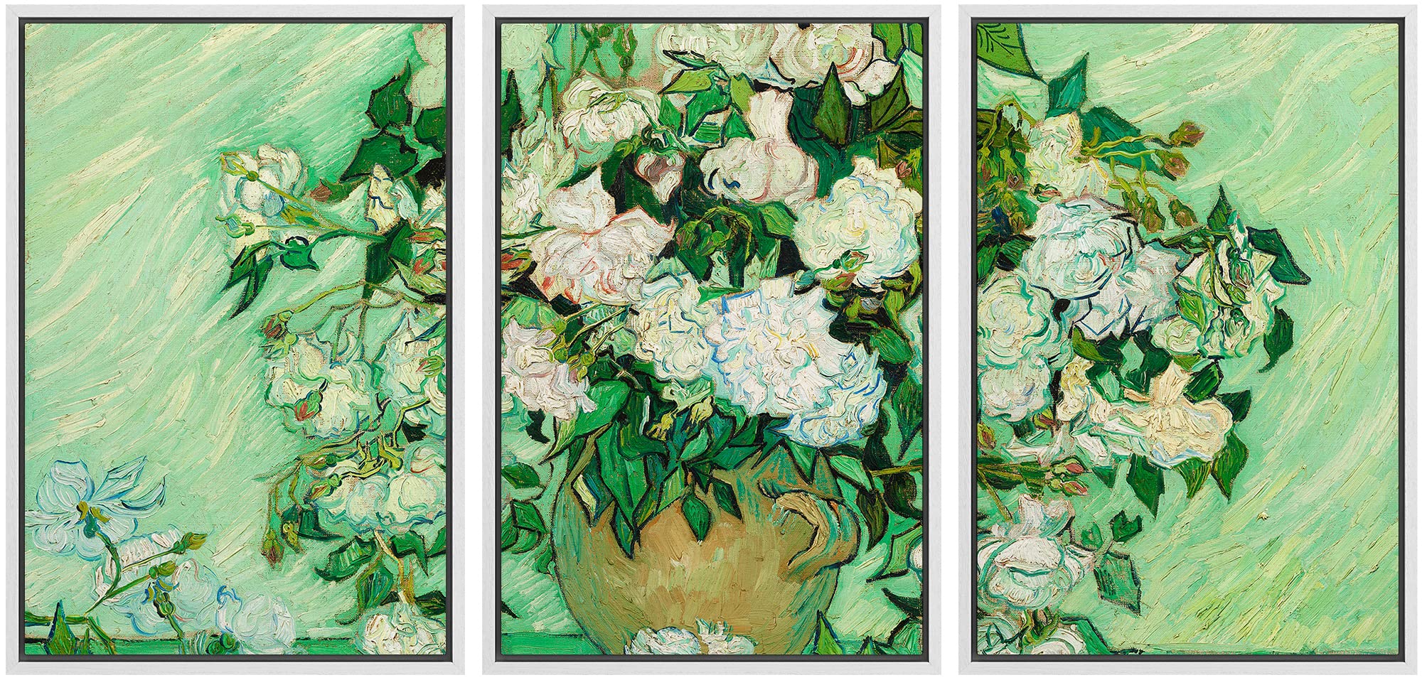 Wall26 Framed Canvas Print Wall Art Set White Rose Flowers Vincent Van Gogh Classical Illustrations Fine Art Decorative Historic