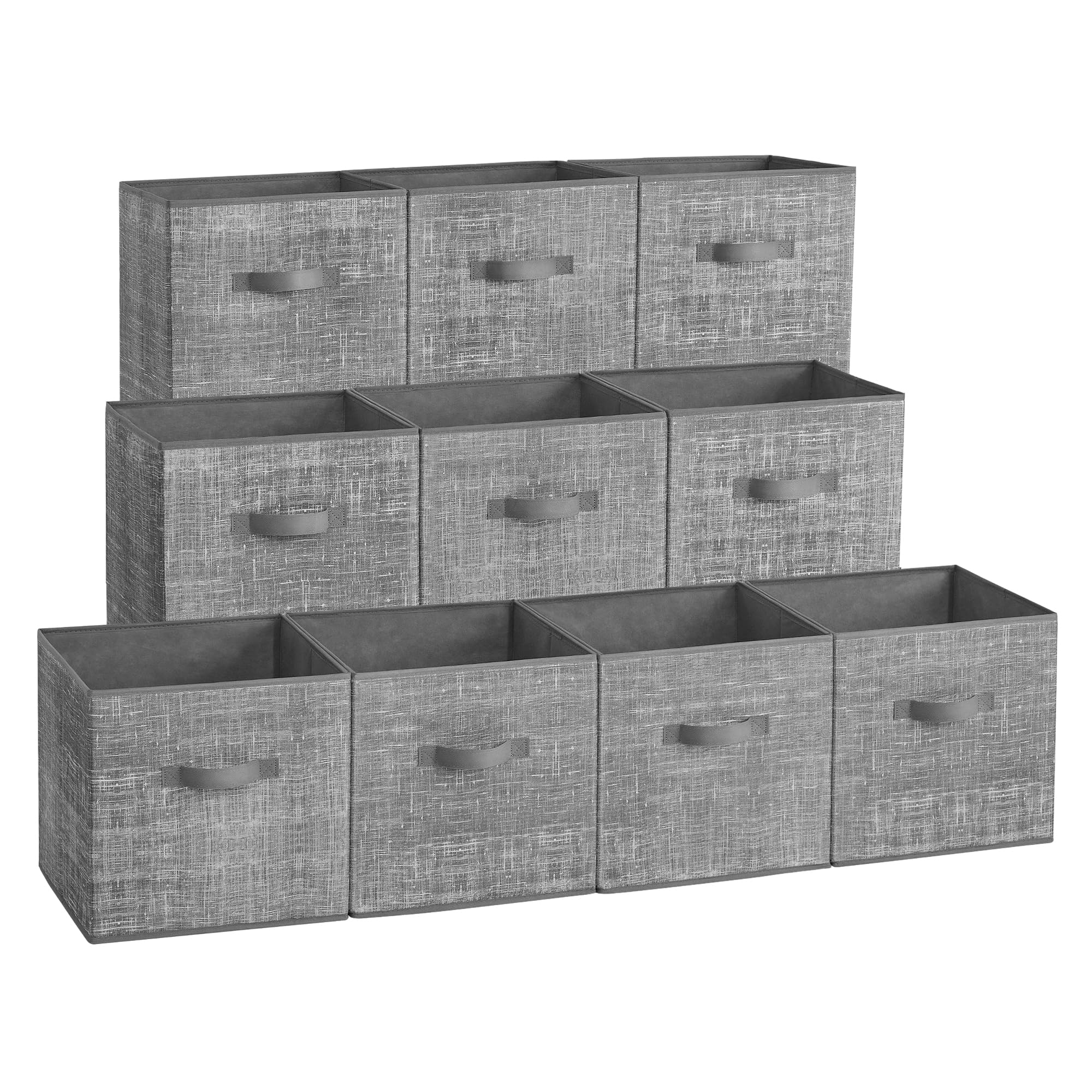 SONGMICS Storage Cubes, 13-Inch Non-Woven Fabric Bins with Double Handles, Set of 10, Closet Organizers for Shelves, Foldable, f