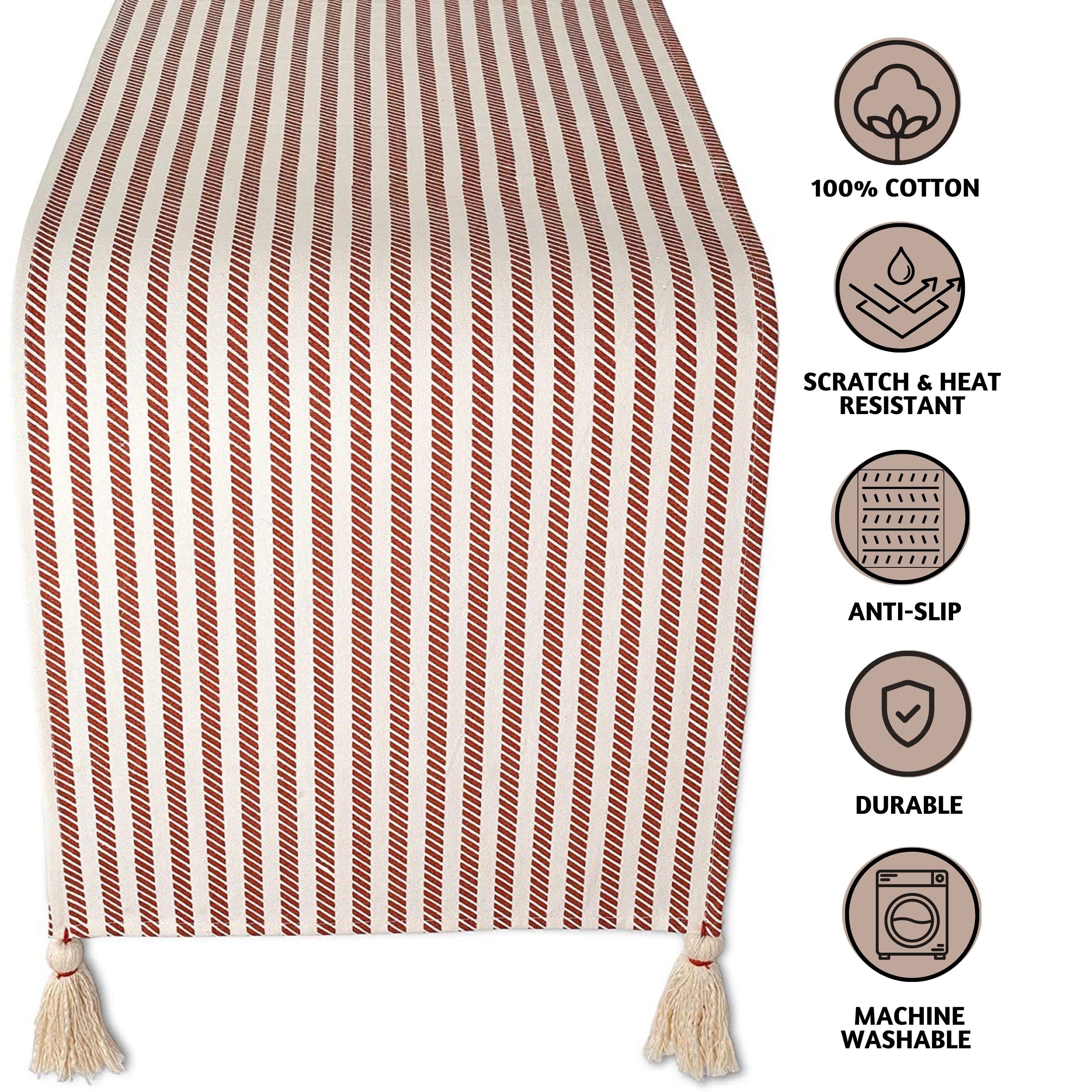 Folkulture Table Runner 90 Inches Long With Tassels For Home Dining Table, Farmhouse Style Table Decoration, 100% Cotton Runner