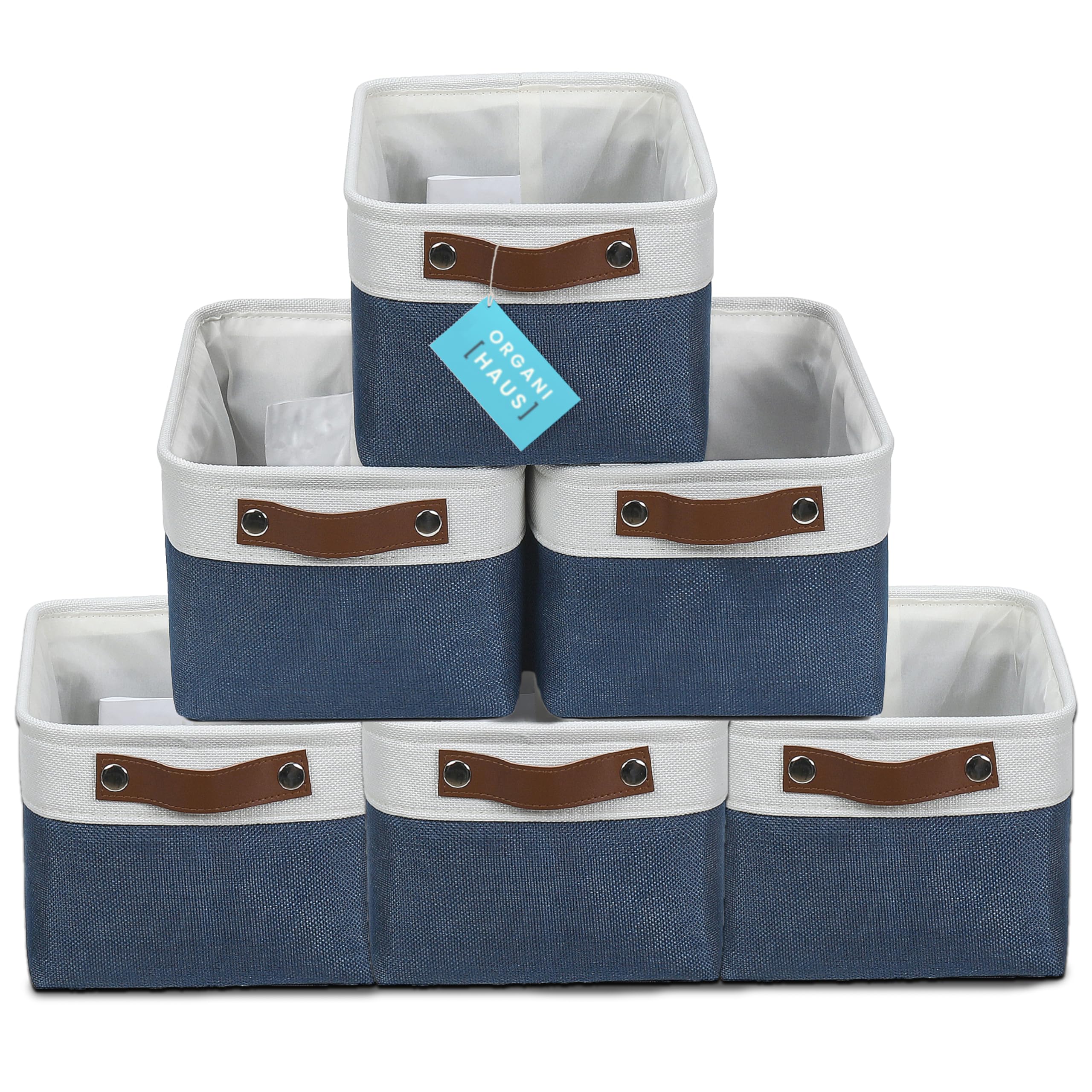 Organihaus Small Fabric Storage Baskets For Shelves 6 Pack | 12X8In Closet Storage Bins For Shelves | Cloth Baskets For Organizi