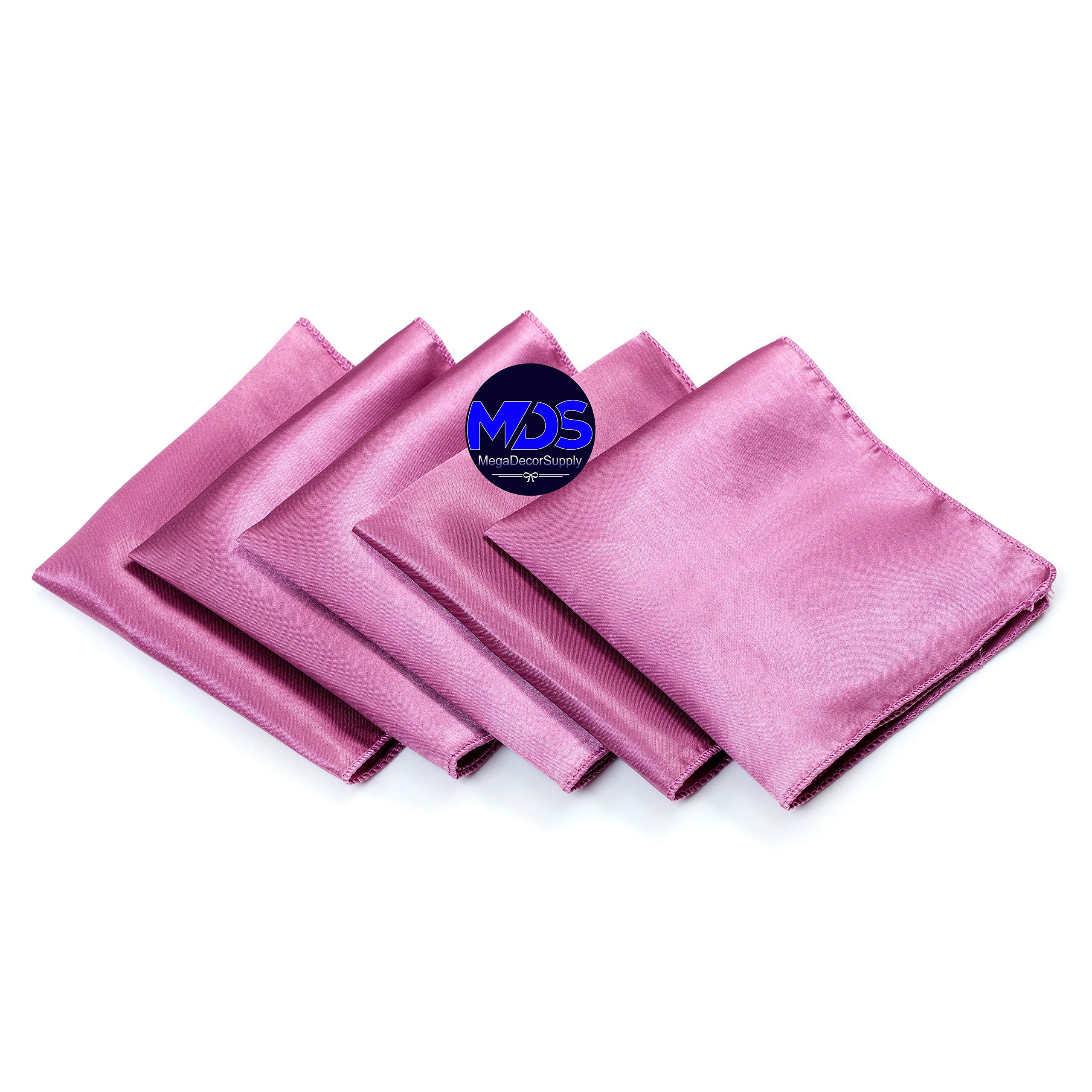 Mds Pack Of 25 Wedding Satin 12''X 12'' Square Dinner Napkin Or Handkerchief For Wedding Banquet Decoration - Dusty Pink