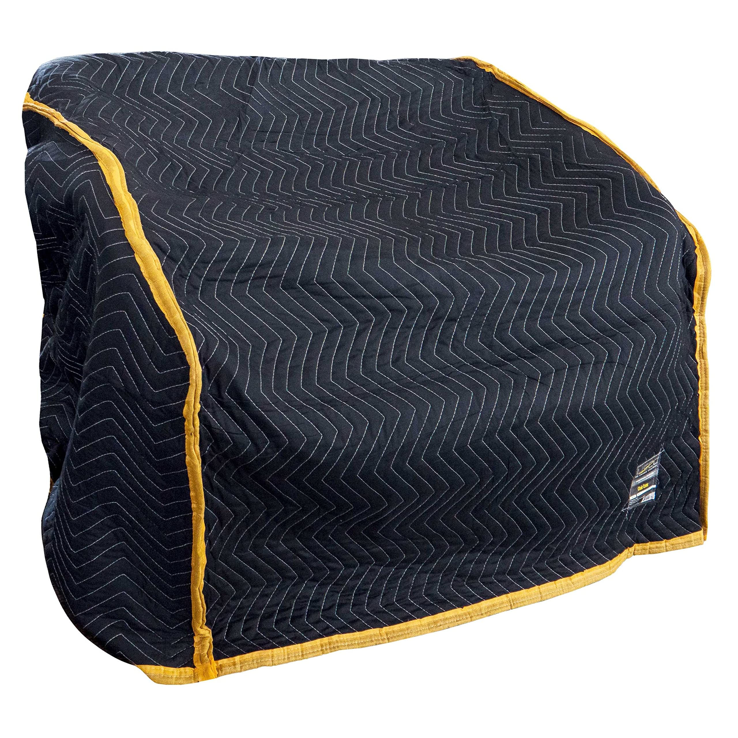 Us Cargo Control Heavy Duty Quilted Cover For Chair/Recliner - Black/Yellow Furniture Pad For Moving And Storage - 39 Inches X 4