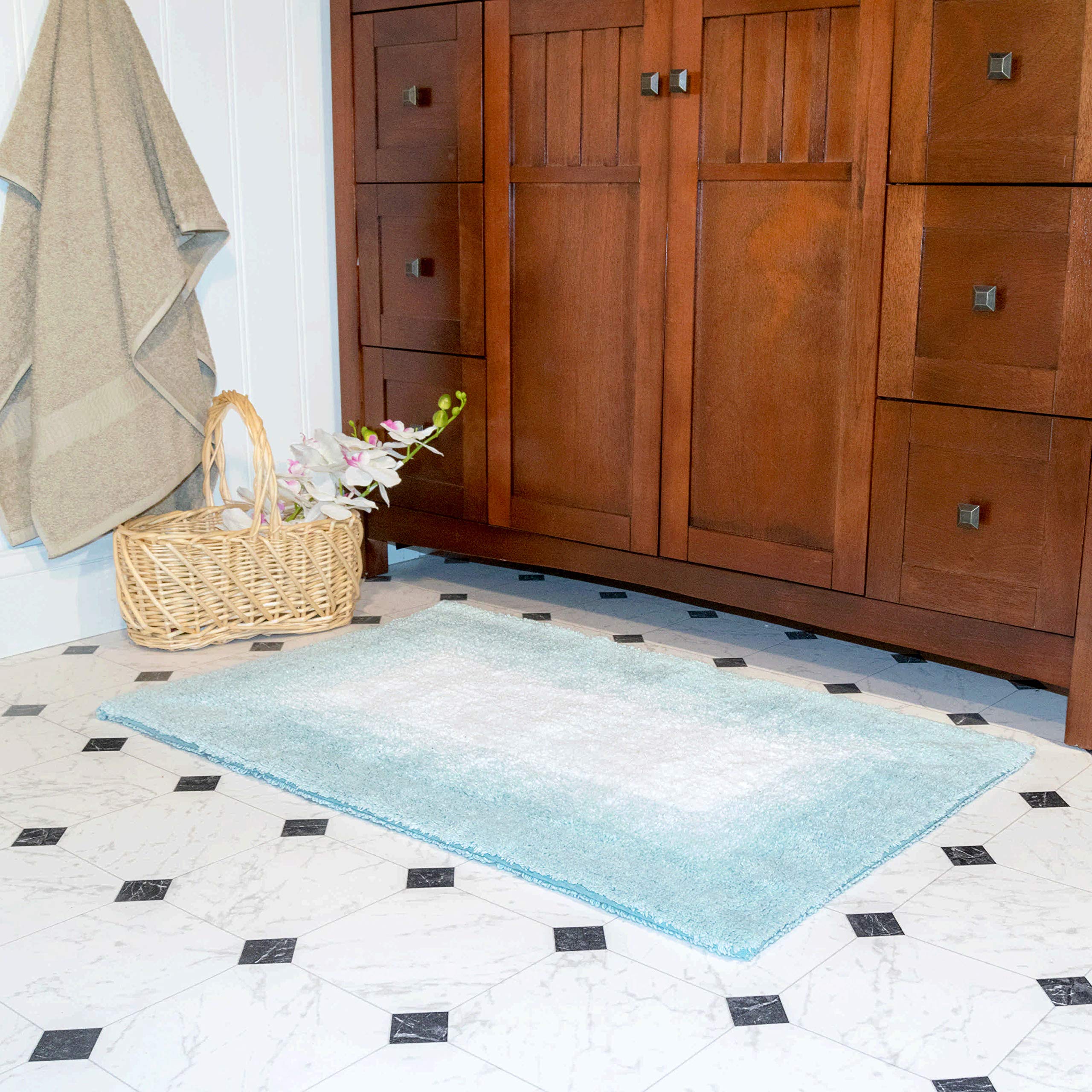 Chesapeake Whitney Ombre Reversible 2Pc. Porcelain Blue Bath Rug Set 18653 (21''X34'' & 17''X24'')