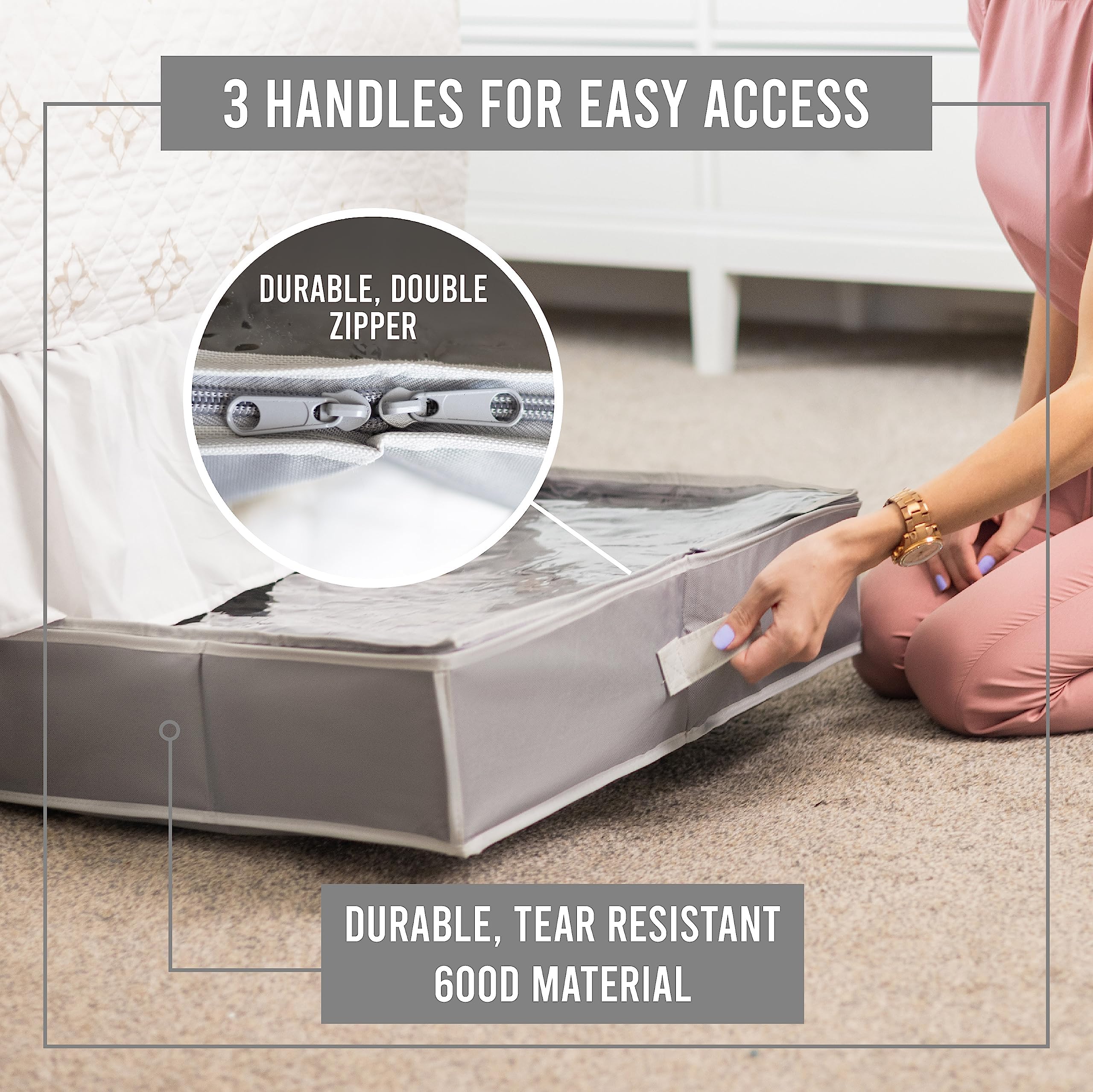 Under Bed Shoe Storage Organizer - TEAR-RESISTANT Heavy Duty 600D Material - Fits All Styles Men 's and Women 's Shoes, Up to 16