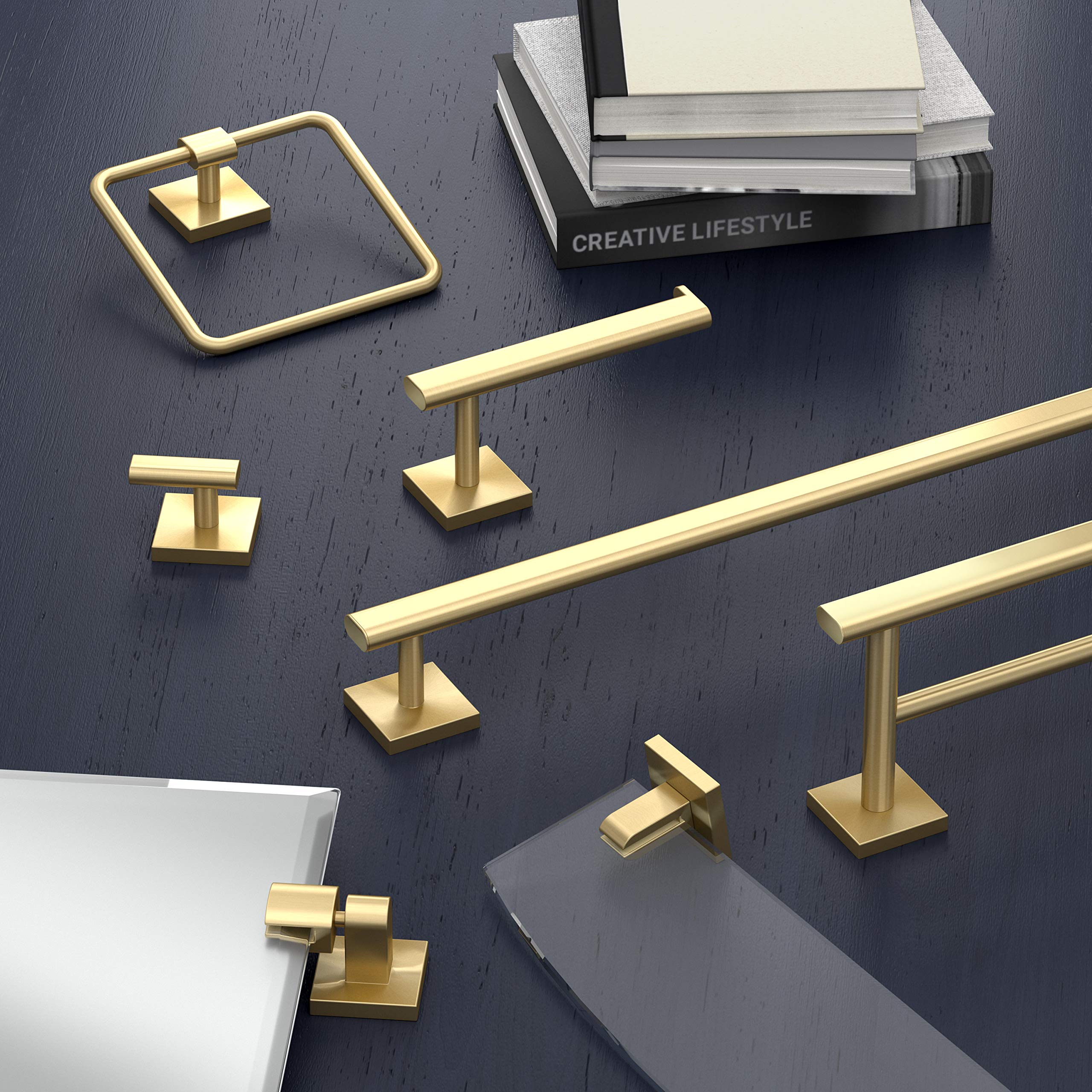 Gatco 4062 Elevate  Towel Ring  Brushed Brass/Wall Mounted 6.13'' Wide Towel Ring for Bathroom