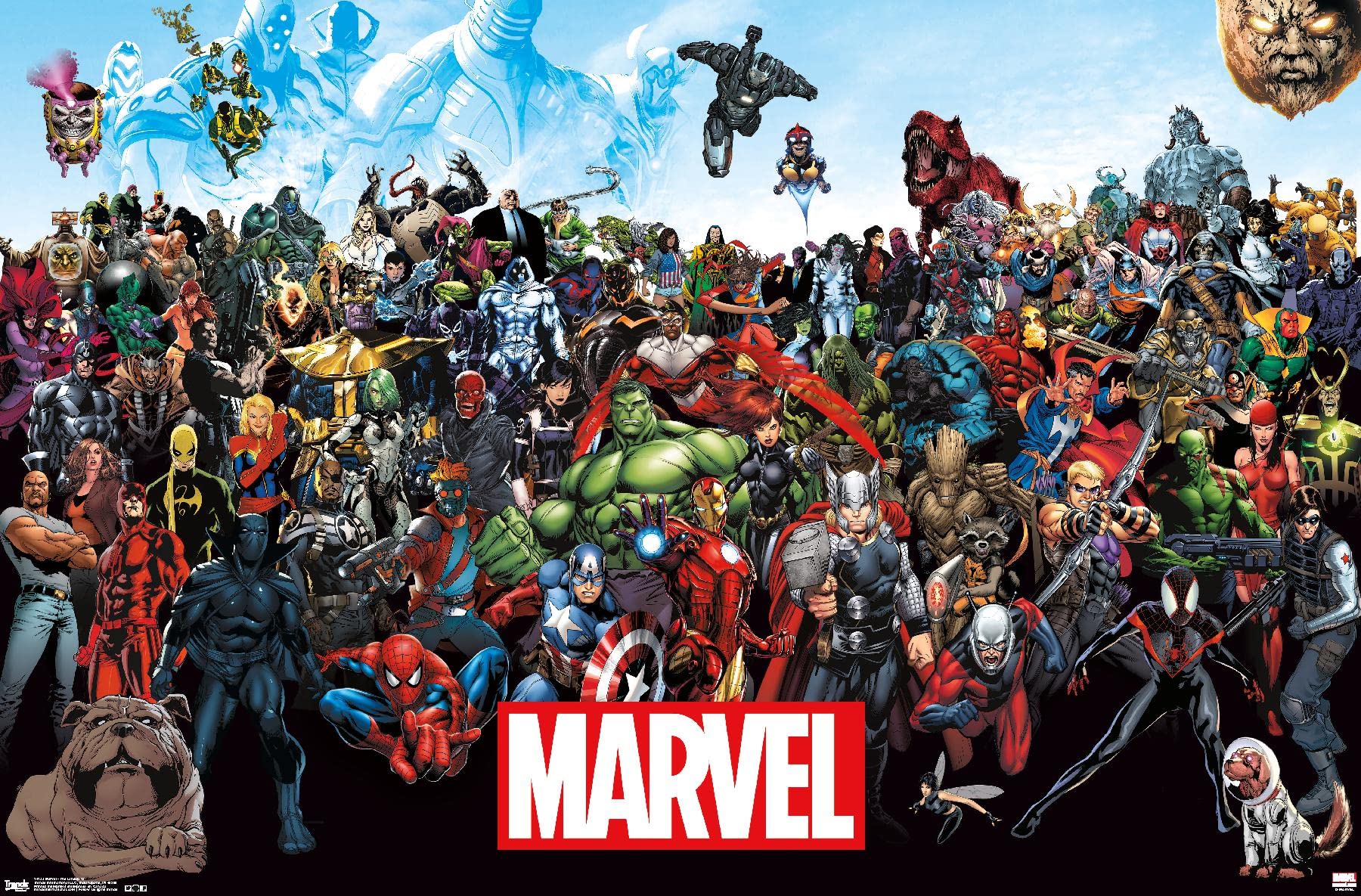 Trends International Marvel Comics - The Marvel Lineup Wall Poster, 14.72'' X 22.37'', Premium Unframed Version