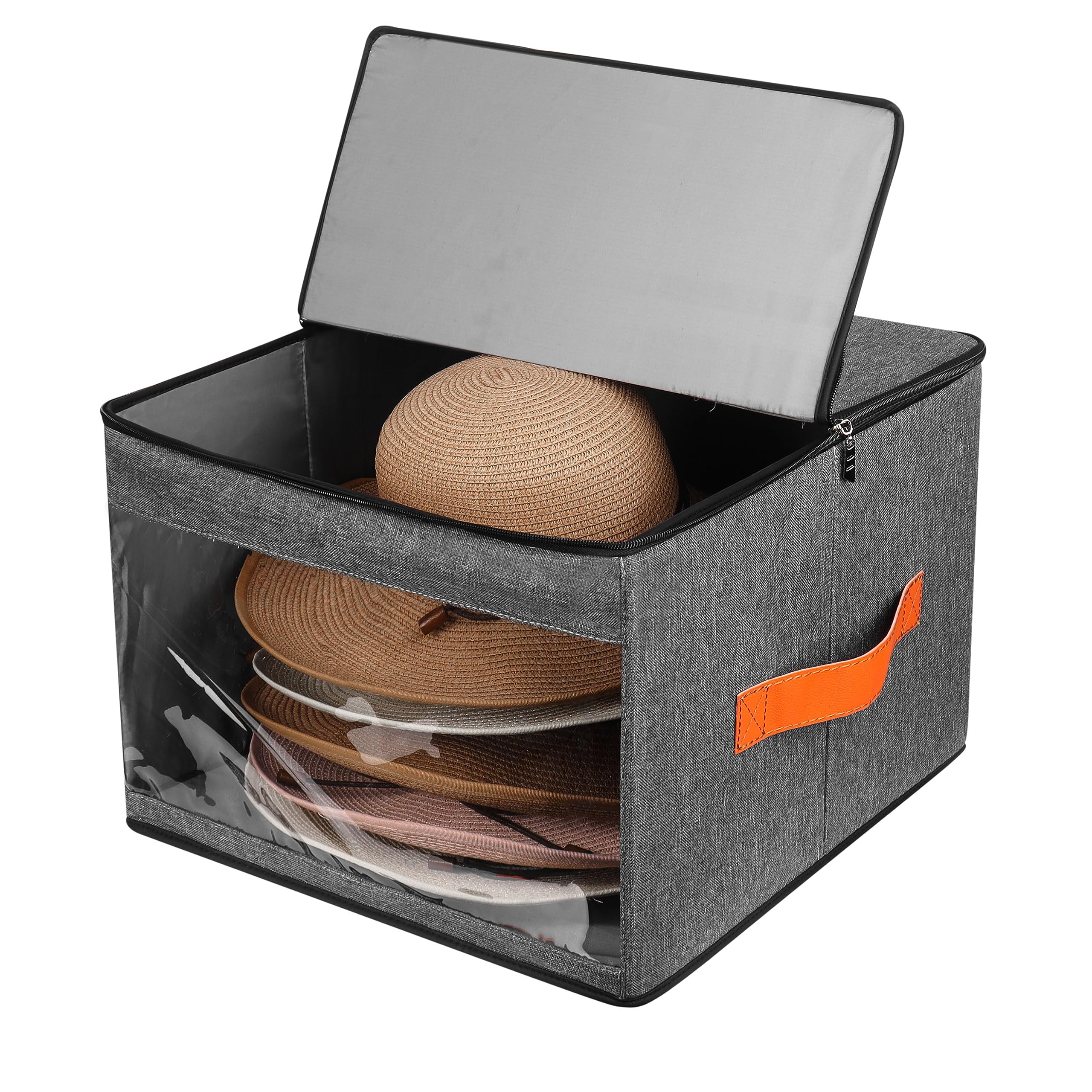 Kushon Upgraded Hat Storage Box For Women & Men,Closet Hat Boxes Organizer Bag With Dustproof Lids,Cowboy Hat Box,Hat Carrier Ca