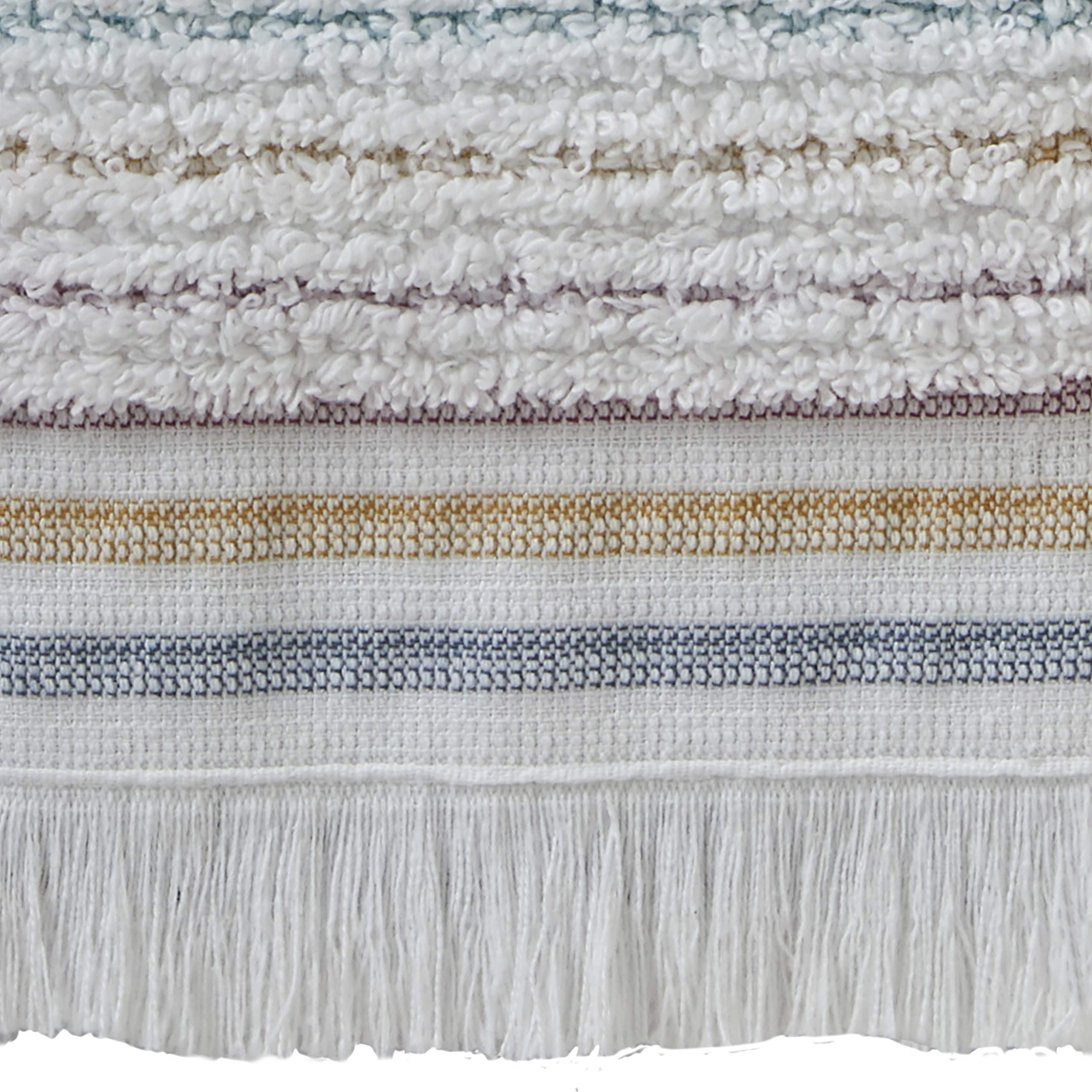 Skl Home Subtle Stripe 100% Turkish Cotton Hand Towel (2-Pack), White/Multi