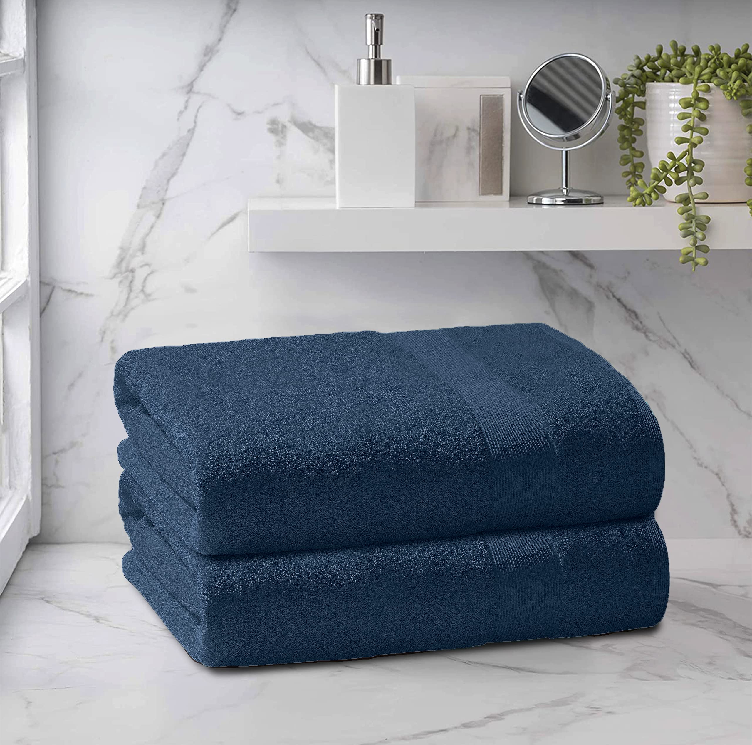 Elvana Home Premium Cotton Oversized 2 Pack Bath Sheet 35X70-100% Pure Cotton - Ideal For Everyday Use - Ultra Soft & Highly Abs