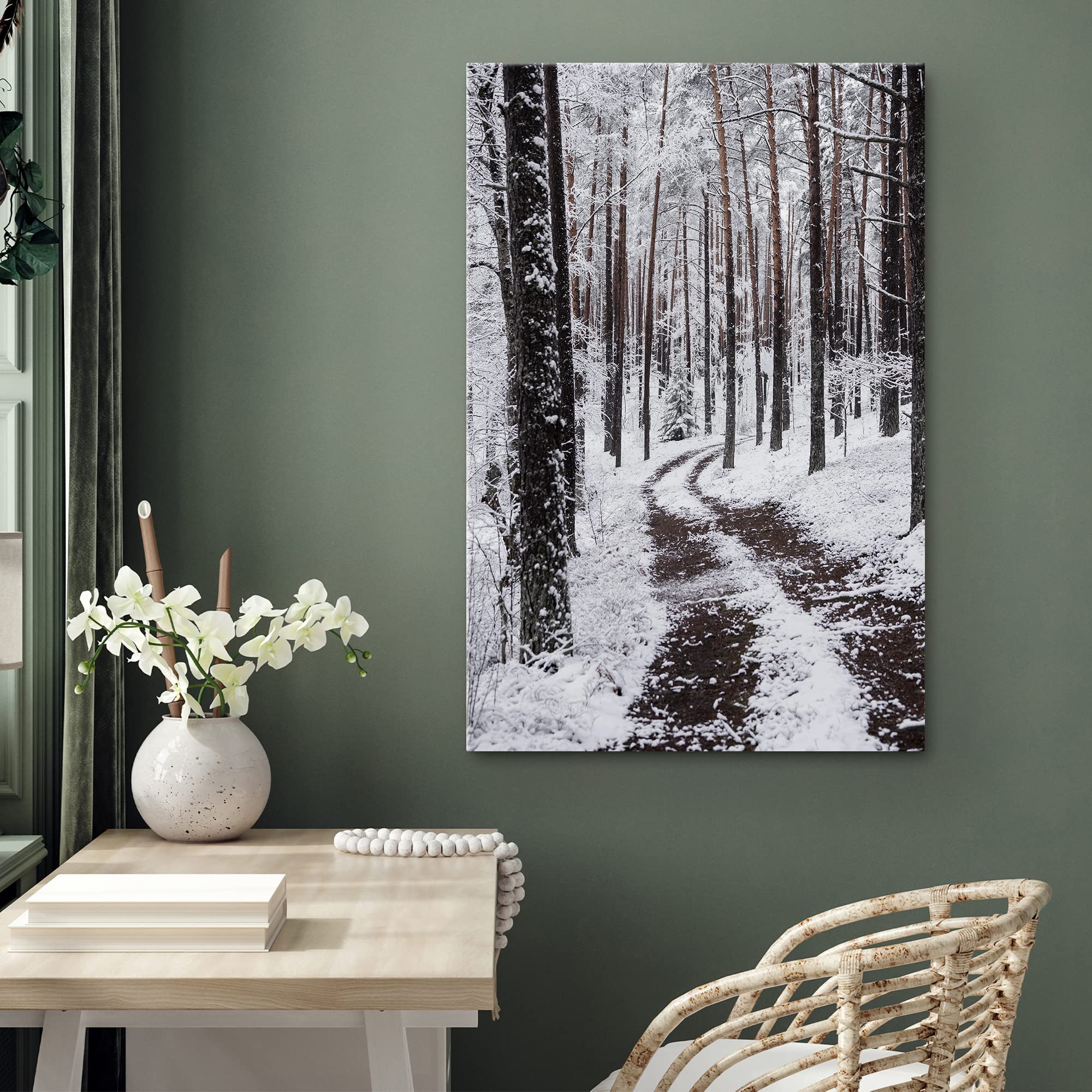 Signwin Canvas Wall Art Winter Trees Cool Dramatic Forest Multicolor Nature Photography Rustic - 16X24 Inches