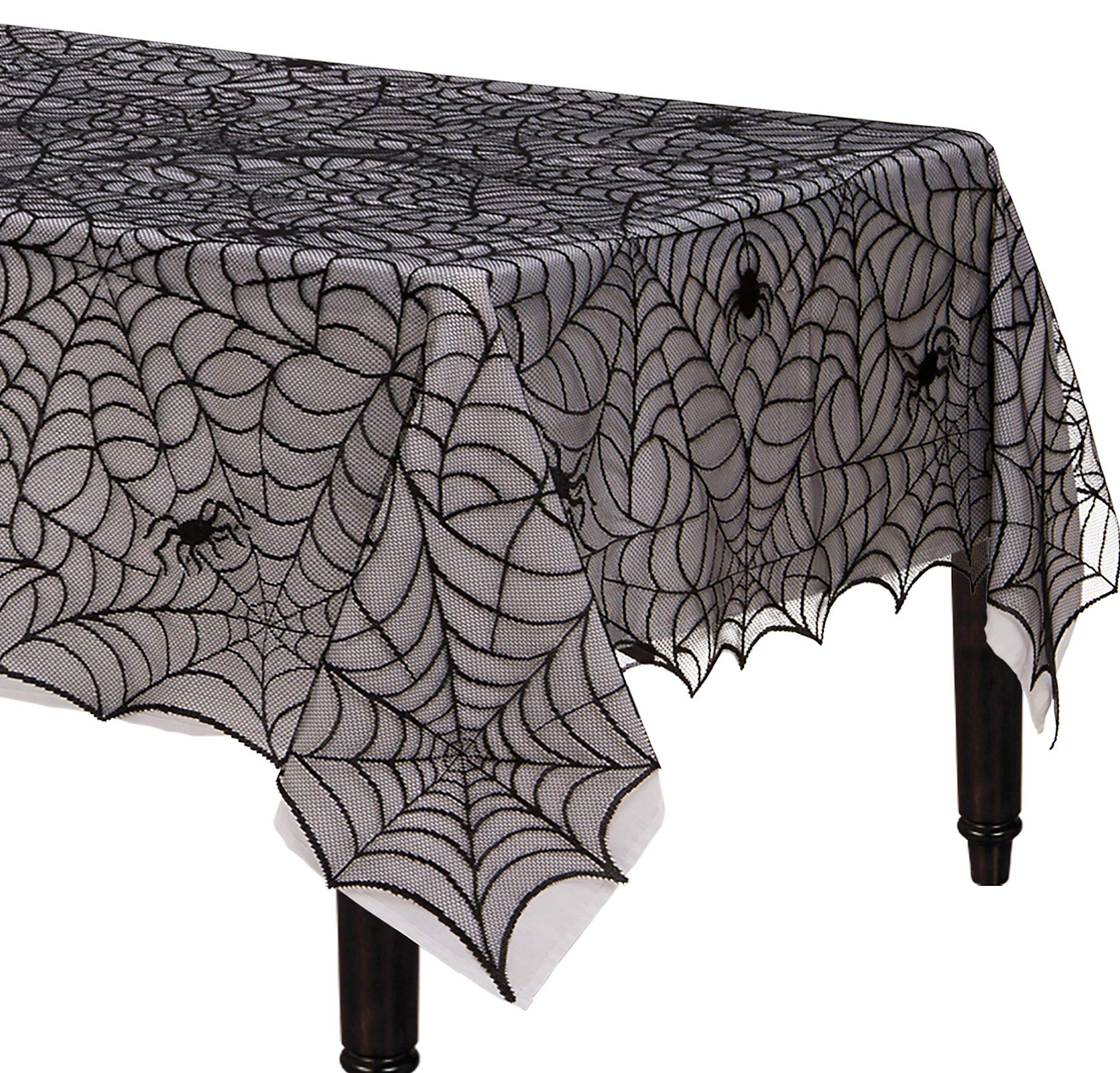 Amscan 570199 Midnight Lace Fabric Table Cover, 1 Piece