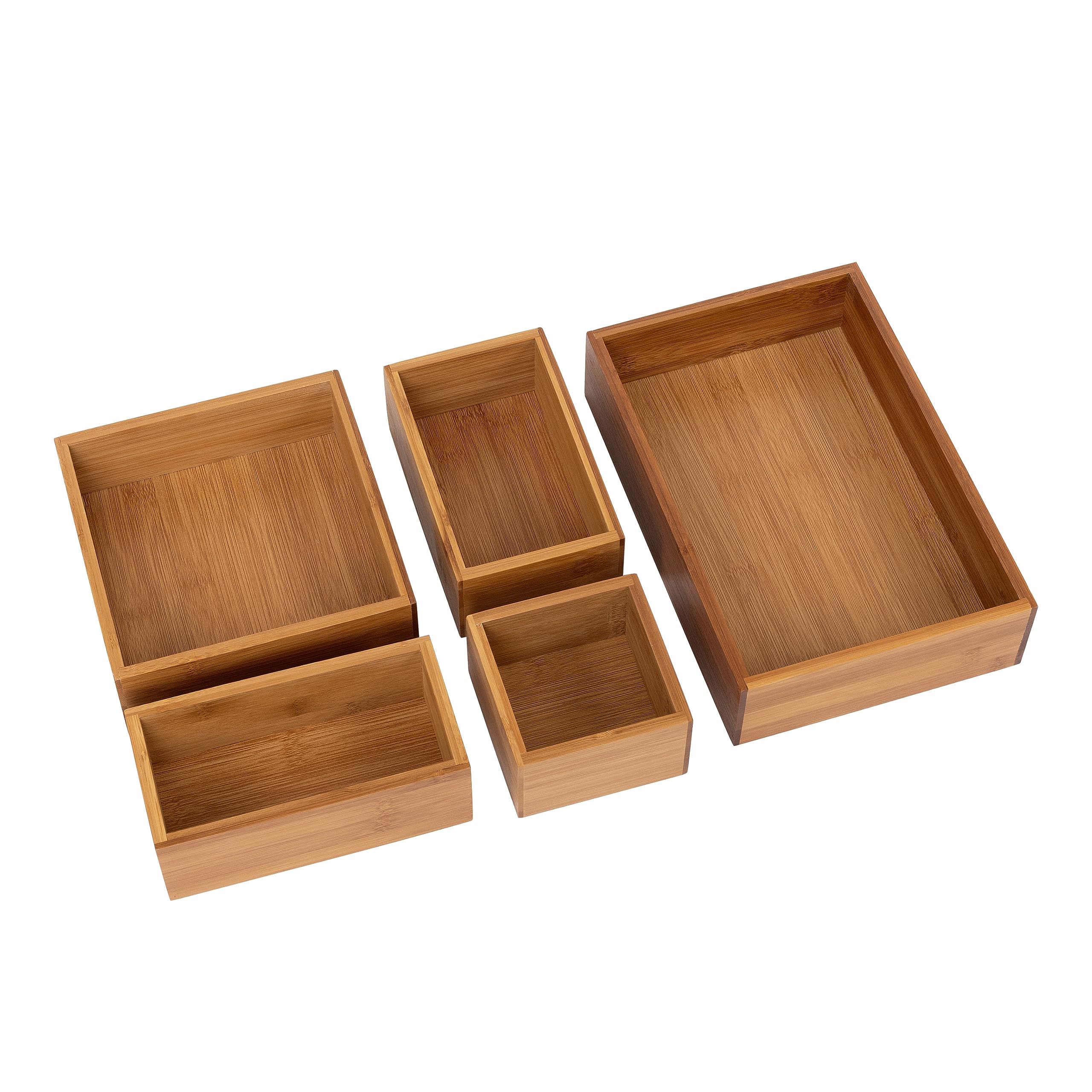 Seville Classics Bamboo Premium Organizer Storage Bins For Kitchen Silverware, Pantry, Closet, Office Desk, Pens, Utensils, Make