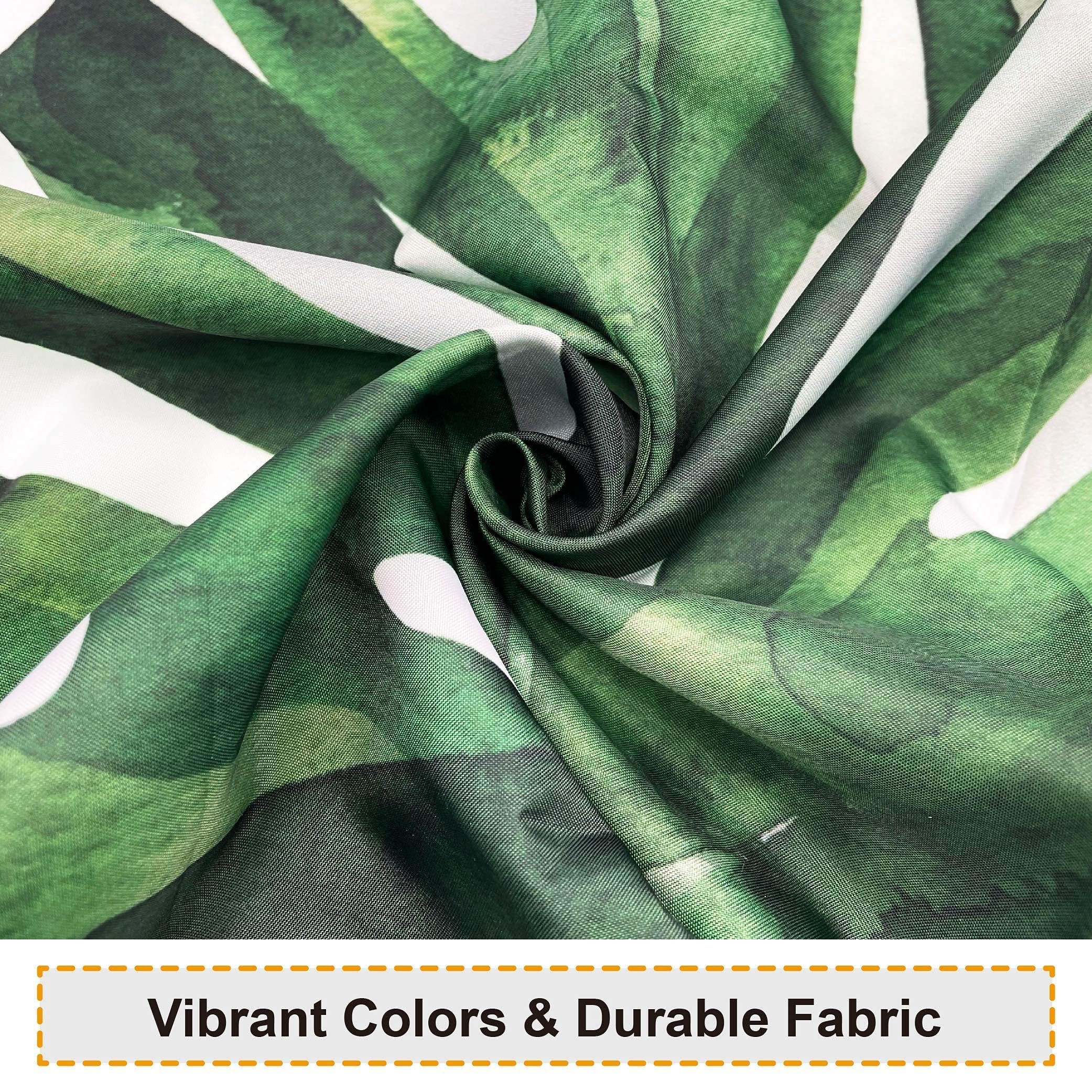 Baccessor Extra Long Tropical Green Leaf Shower Curtain Waterproof Washable Fabric Summer Botanical Banana Monstera Leaf Palm Tr