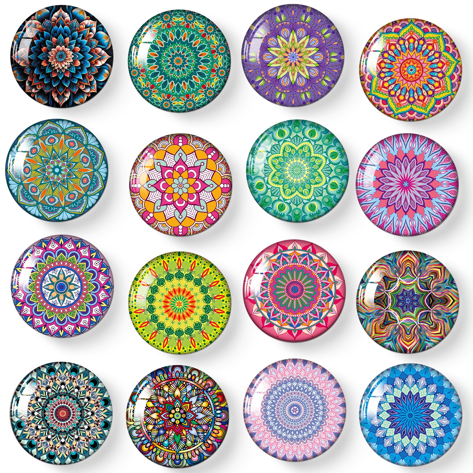 MORCART 16PCS Fridge Magnets, Cute Mandala Magnets for Refrigerator, Whiteboard, Decorative Magnetic Board, Cabinets, Classroom,